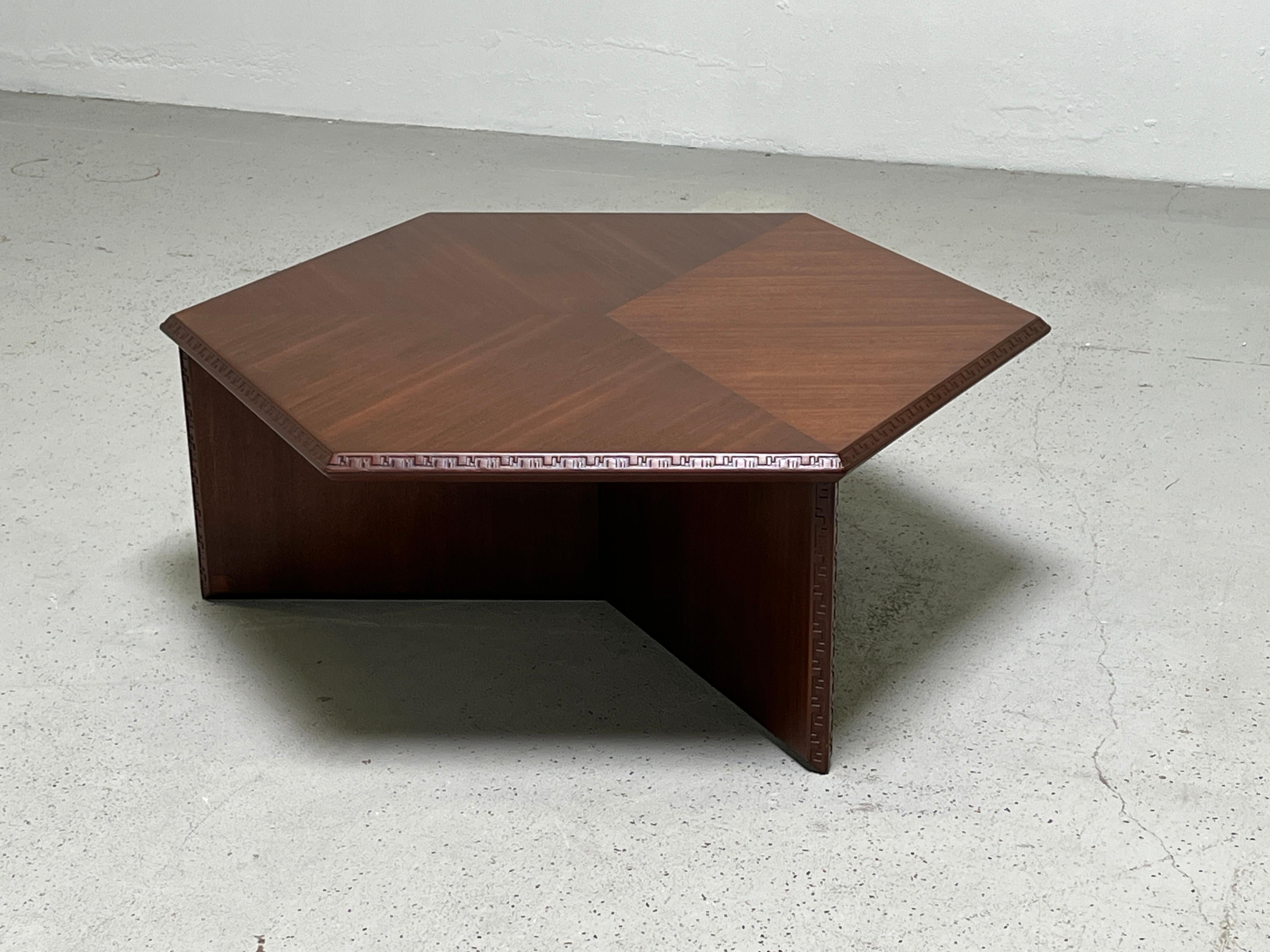 Mahogany Hexagonal Taliesin Coffee Table by Frank Lloyd Wright for Henredon For Sale