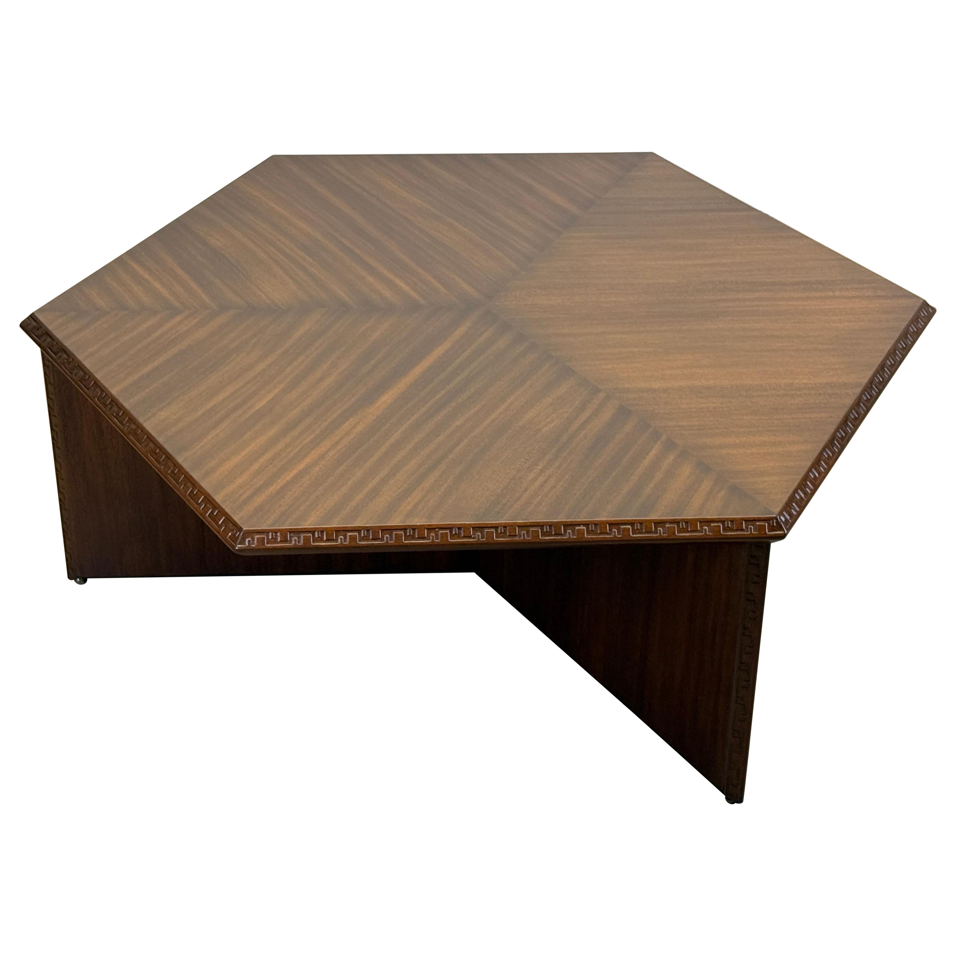 Pre-owned Frank Lloyd Wright Hexagonal Taliesin Coffee Table By For Henredon In Brown