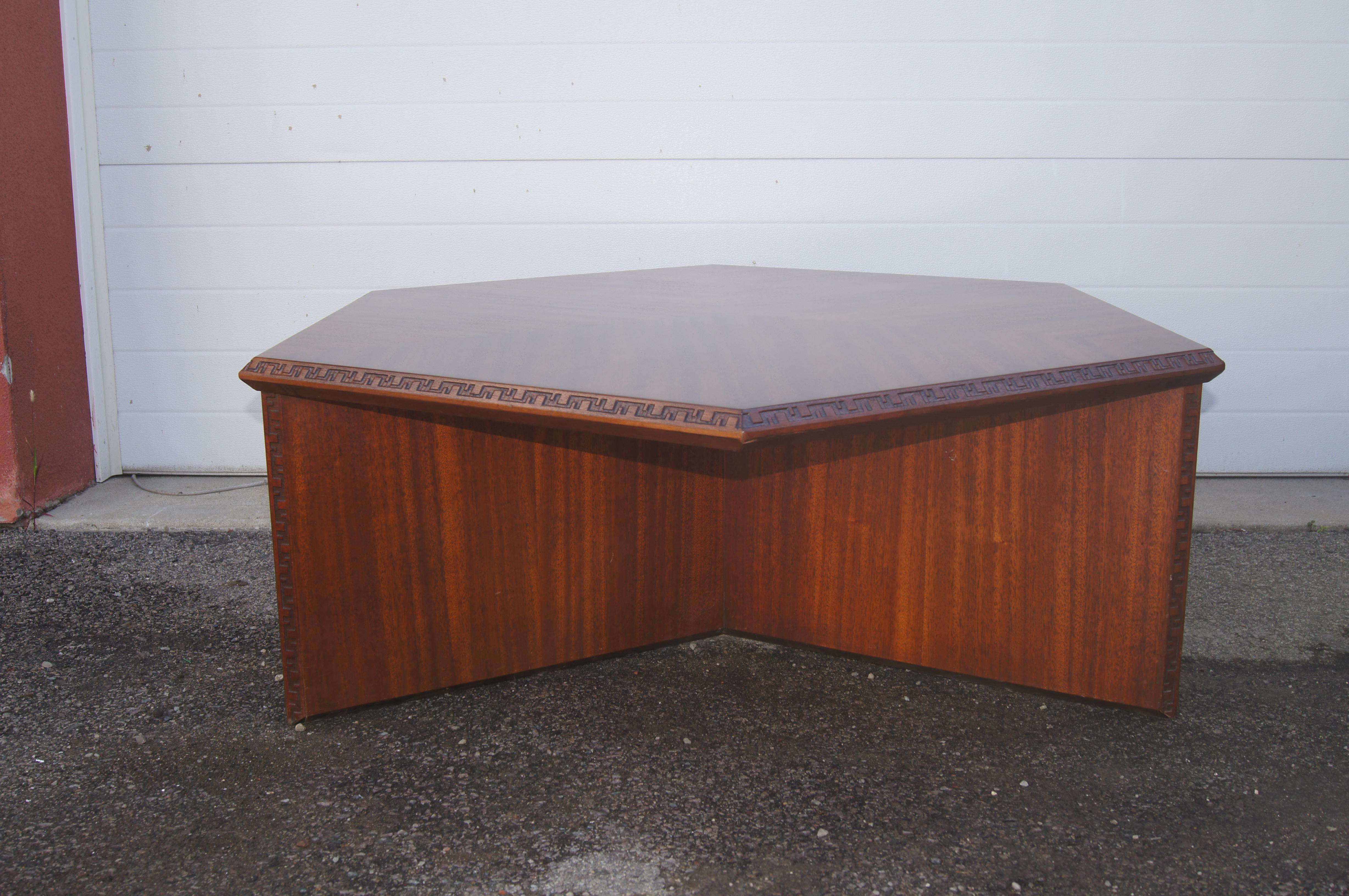 Mid-Century Modern Hexagonal Taliesin Coffee Table by Frank Lloyd Wright for Heritage-Henredon For Sale