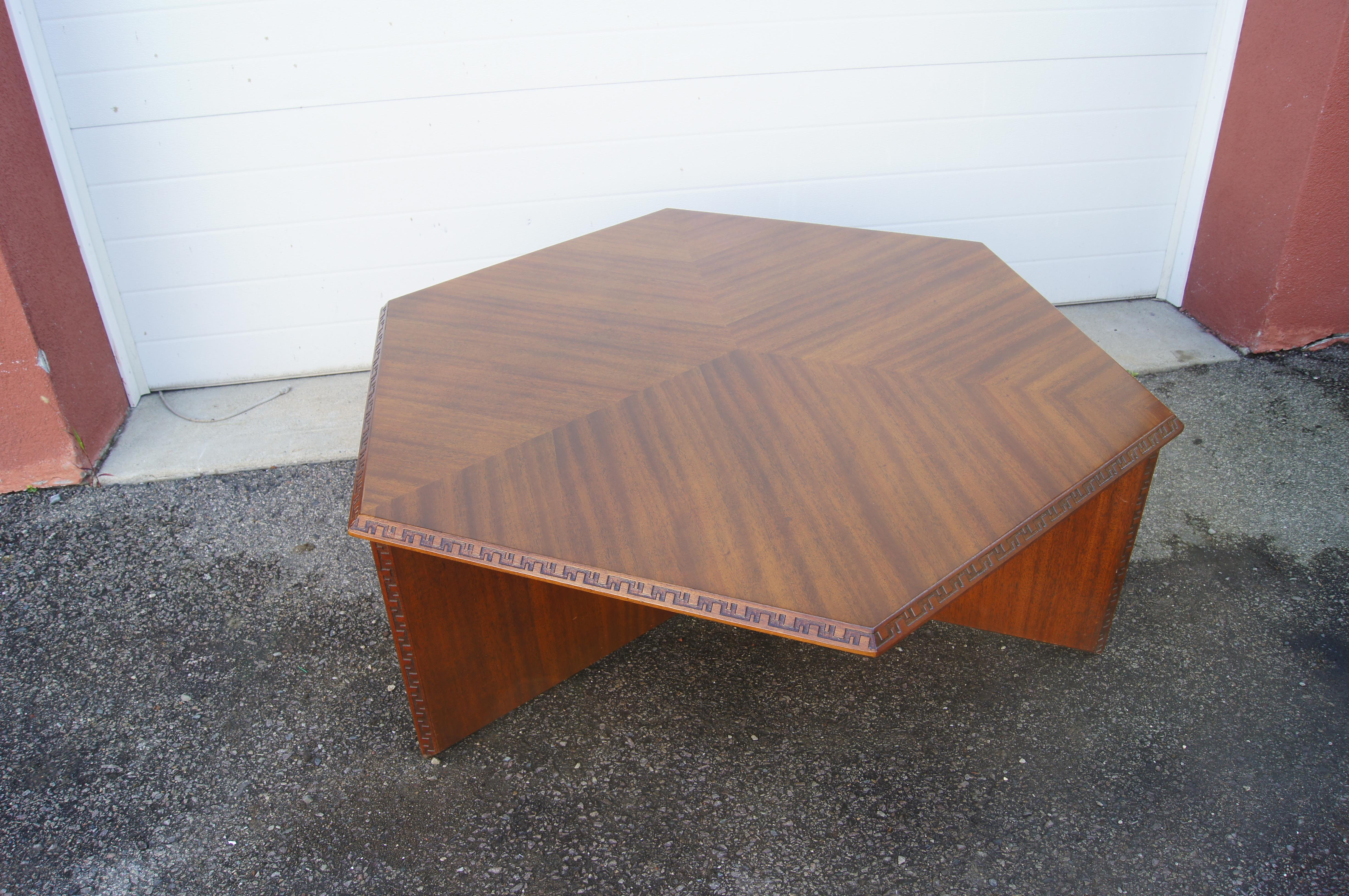 Mid-Century Modern Hexagonal Taliesin Coffee Table by Frank Lloyd Wright for Heritage-Henredon For Sale