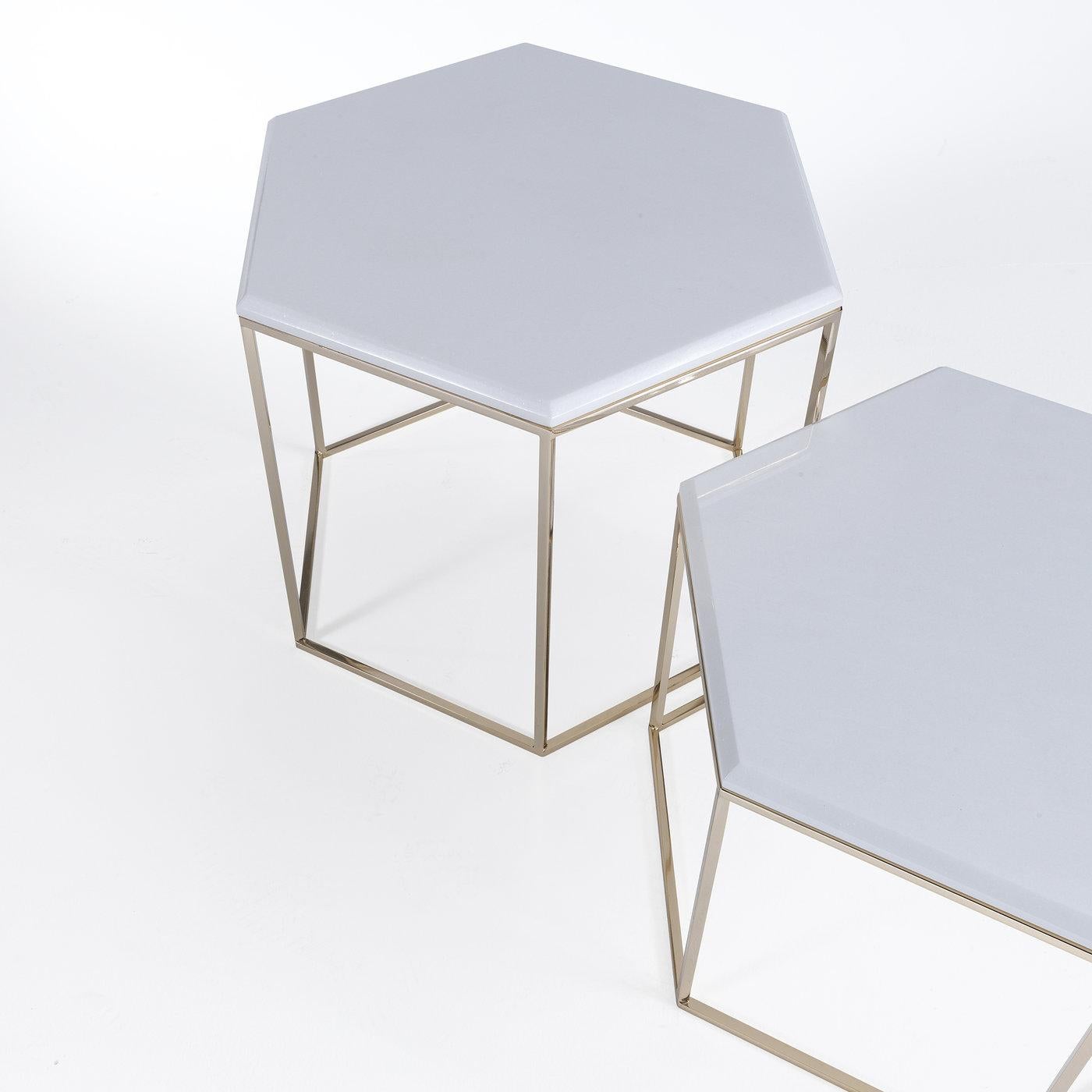 Modern Hexagonal Tall Table with Marble For Sale