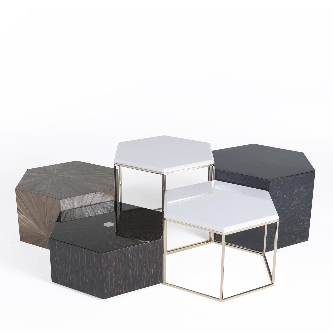 Contemporary Hexagonal Tall Table with Marble For Sale