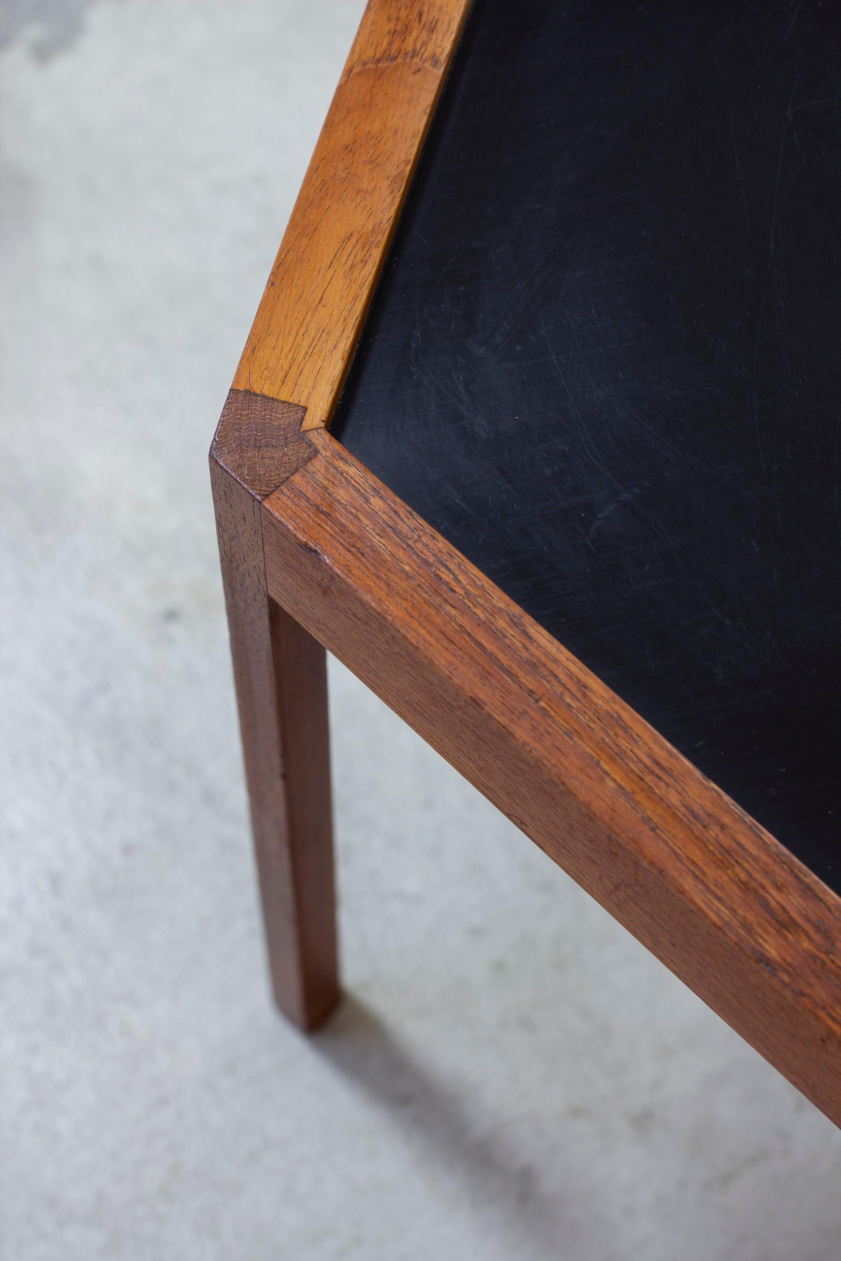 Danish Hexagonal teak and formica side table designed by Hans C. Andersen, Denmark 50s For Sale