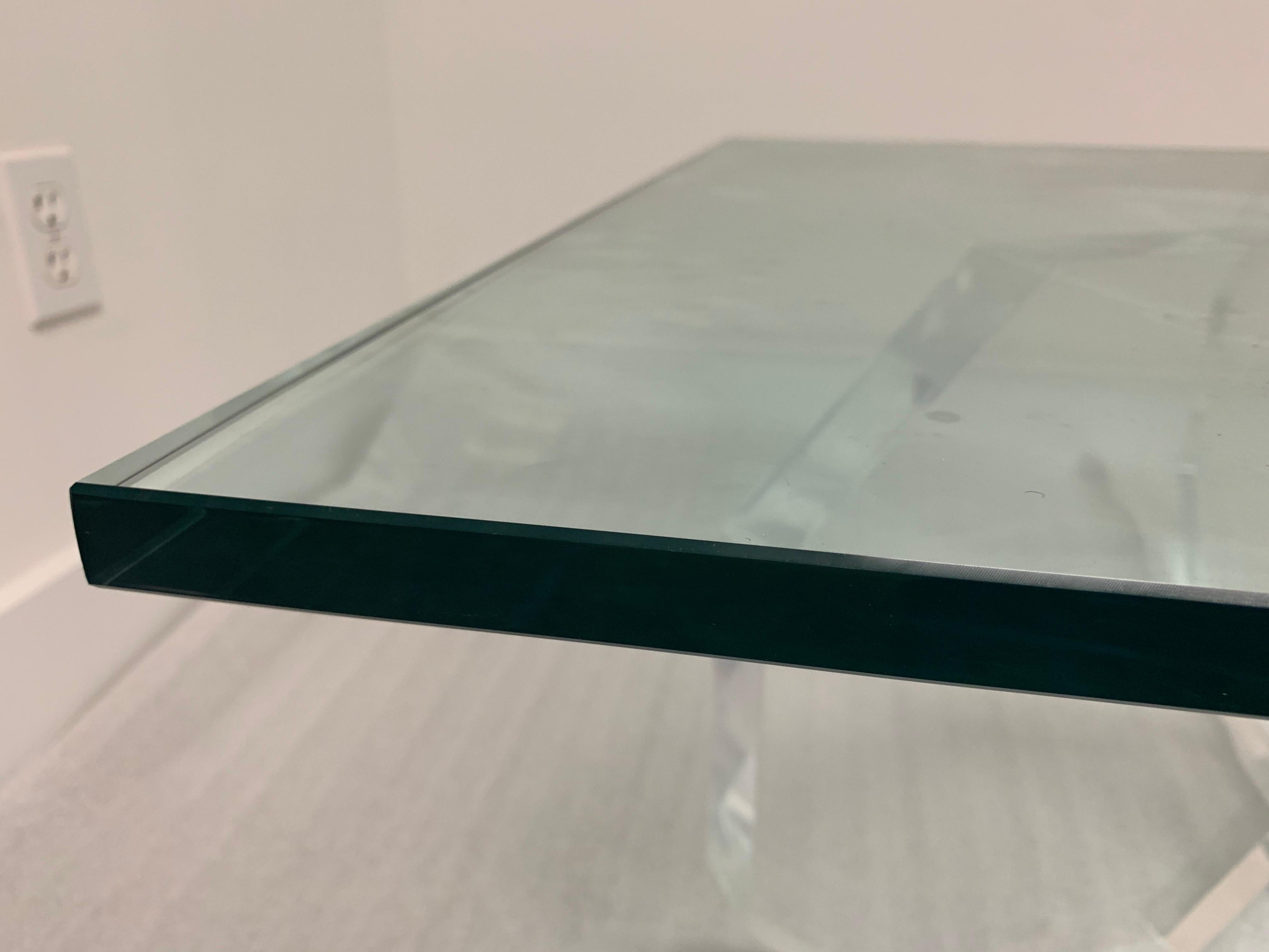 Hexagonal Thick Lucite Base Coffee Table In Good Condition In East Hampton, NY