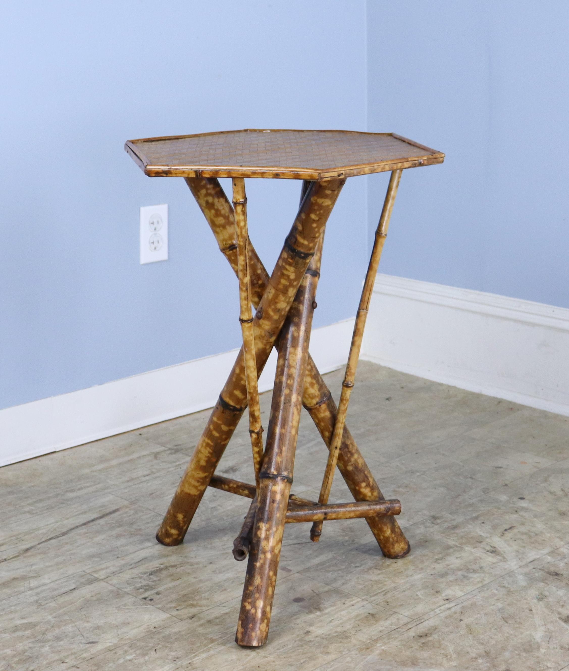 English Hexagonal Topped Bamboo Side Table For Sale