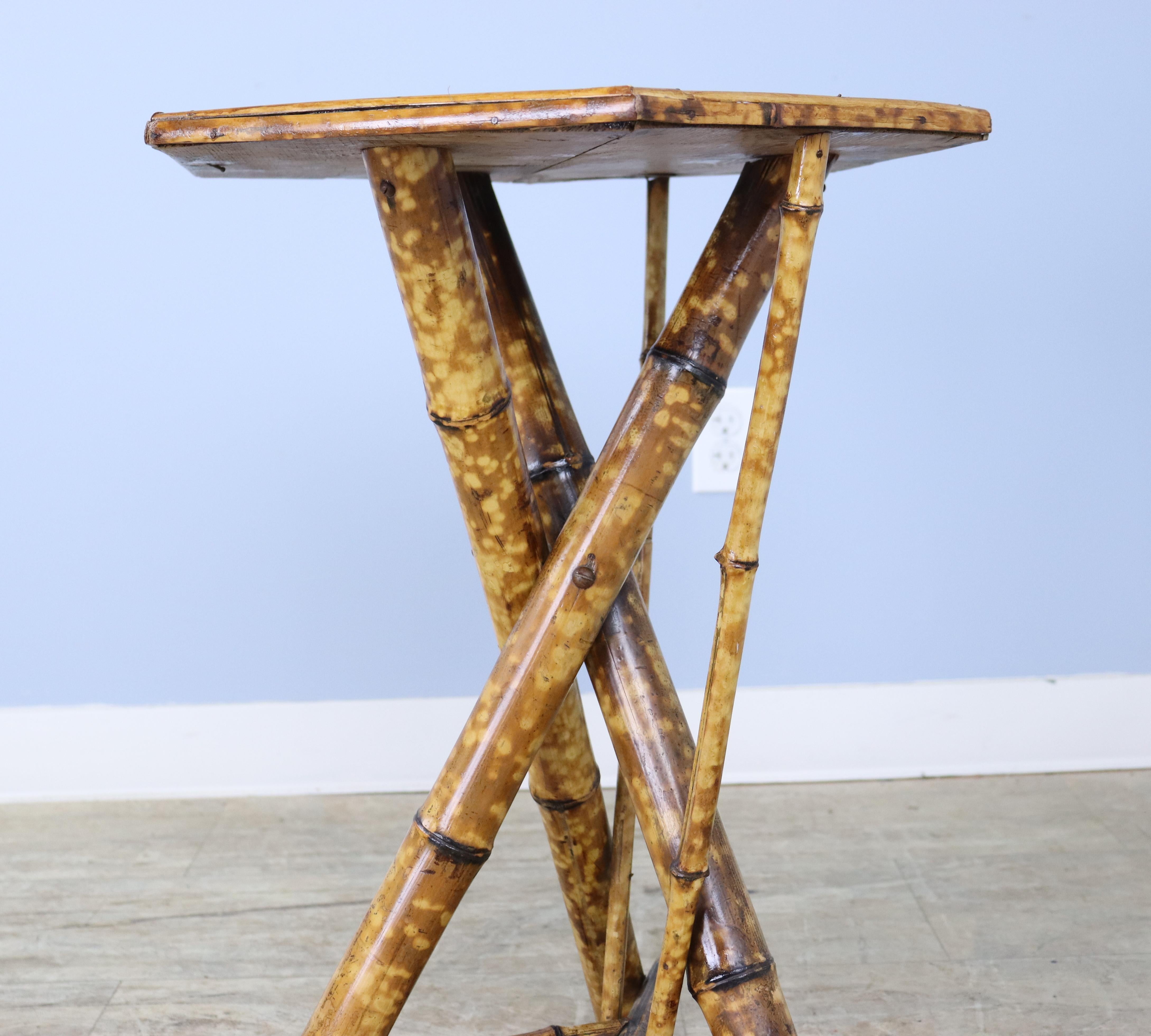 Hexagonal Topped Bamboo Side Table For Sale 2