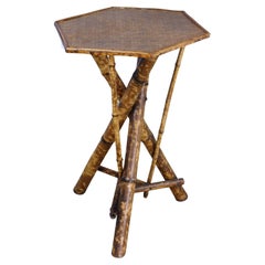 Hexagonal Topped Bamboo Side Table