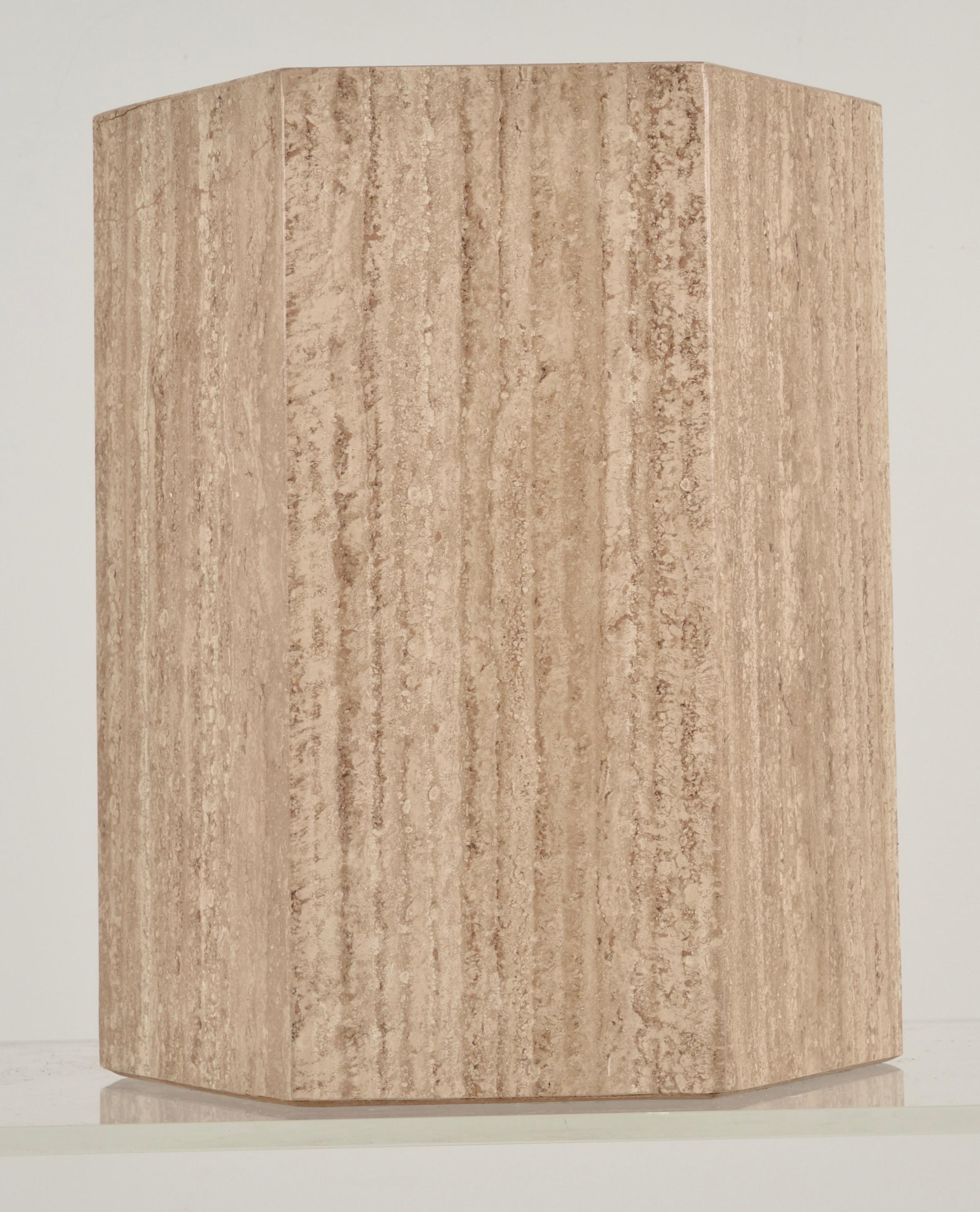 Hexagonal Travertine Marble Drinks Table, Italy C 1970s 1