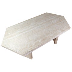 Hexagonal Travertine Top Coffee Table, Italy, 1970