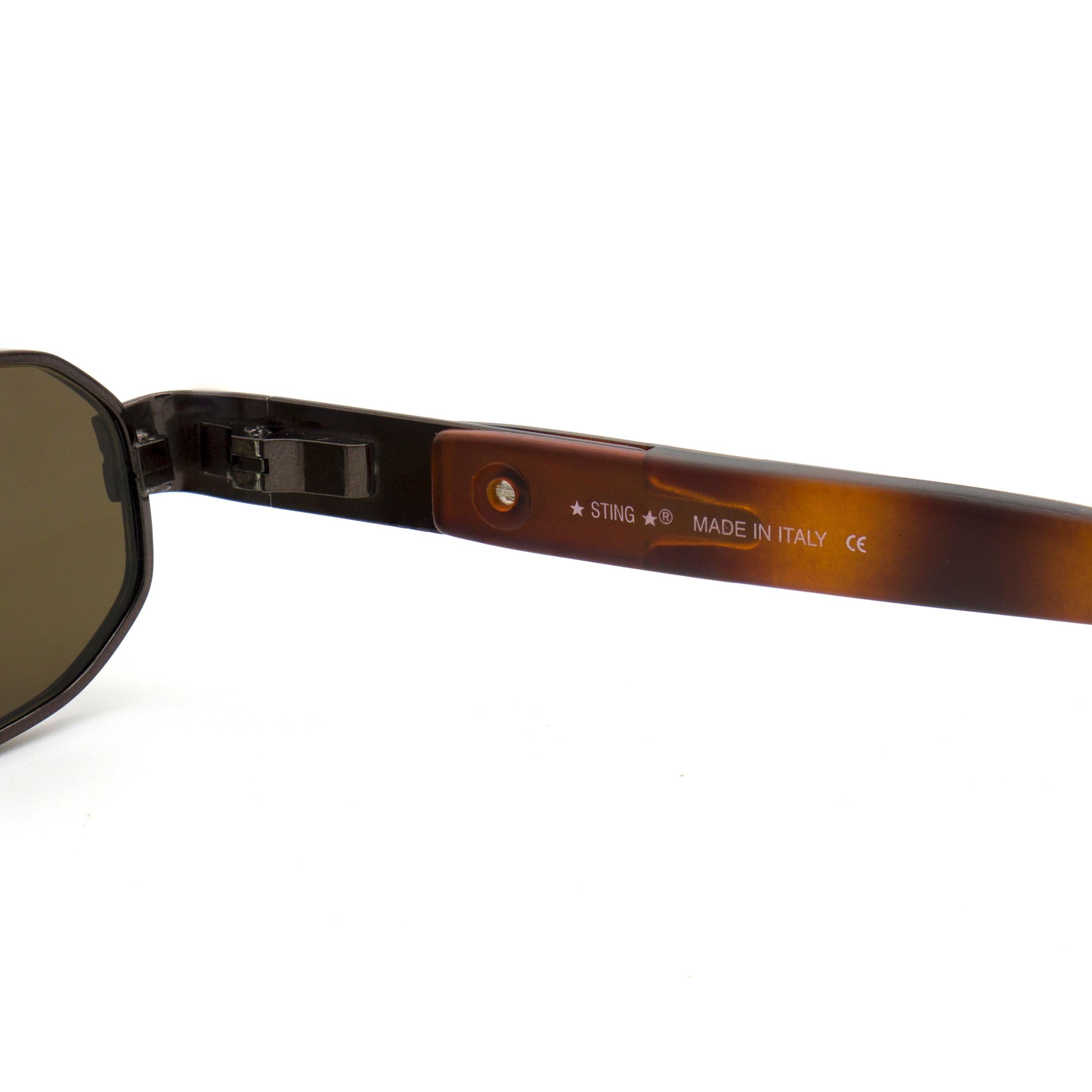 Hexagonal vintage sunglasses by Sting, Italy  In New Condition For Sale In Santa Clarita, CA