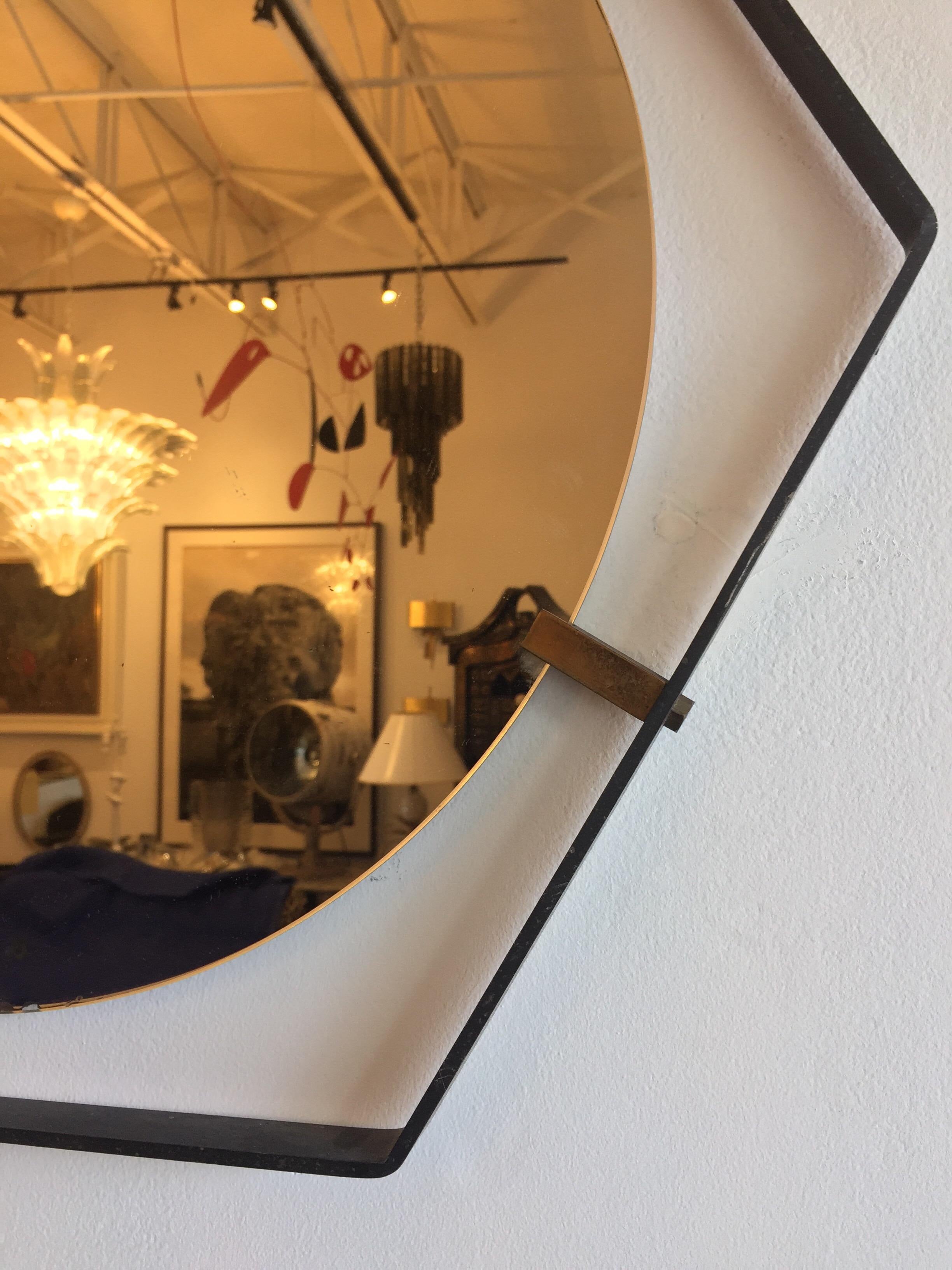 Hexagonal Wall Mirror by Santambrogio & De Berti In Good Condition In East Hampton, NY