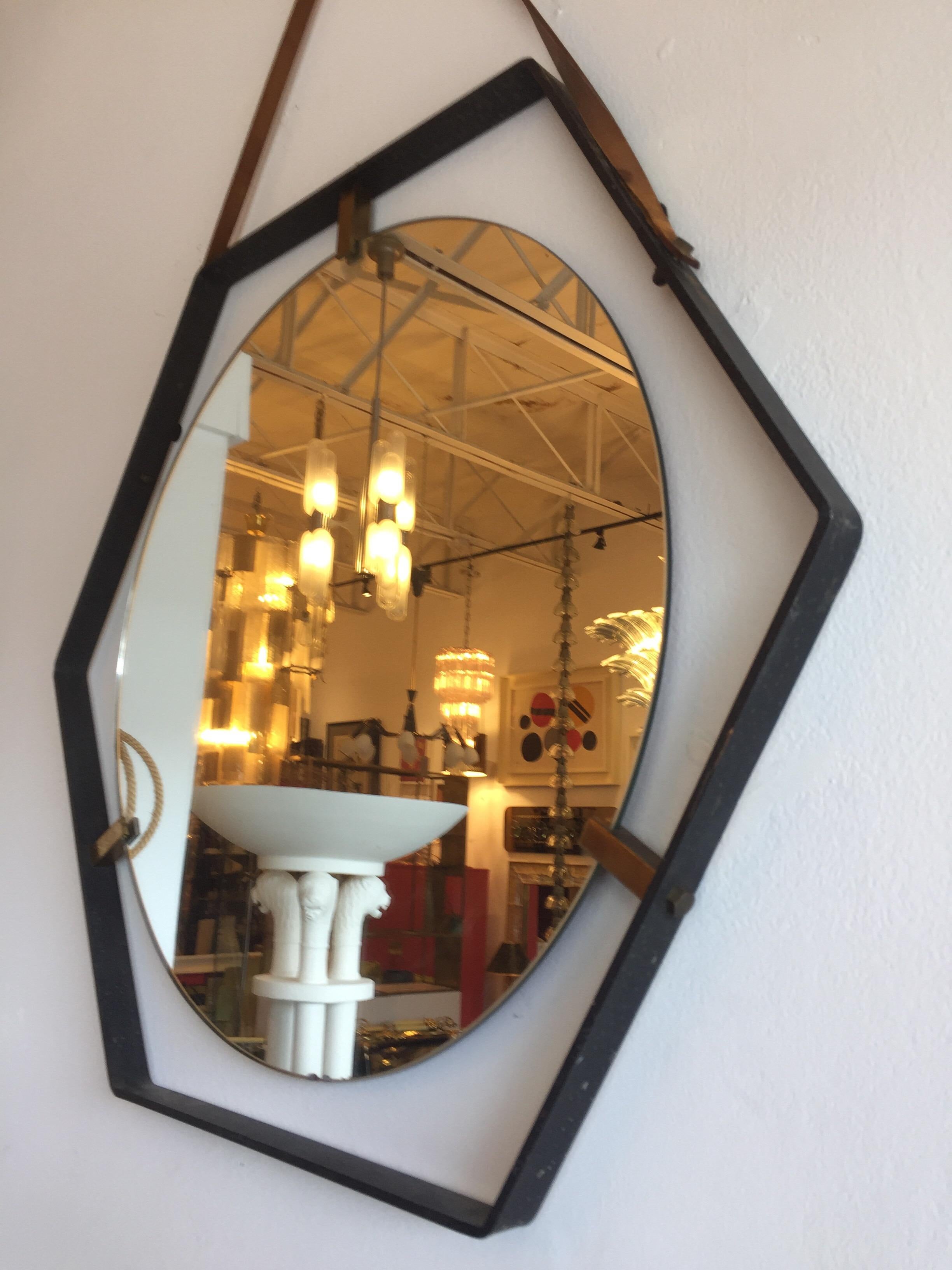 Hexagonal Wall Mirror by Santambrogio & De Berti 1