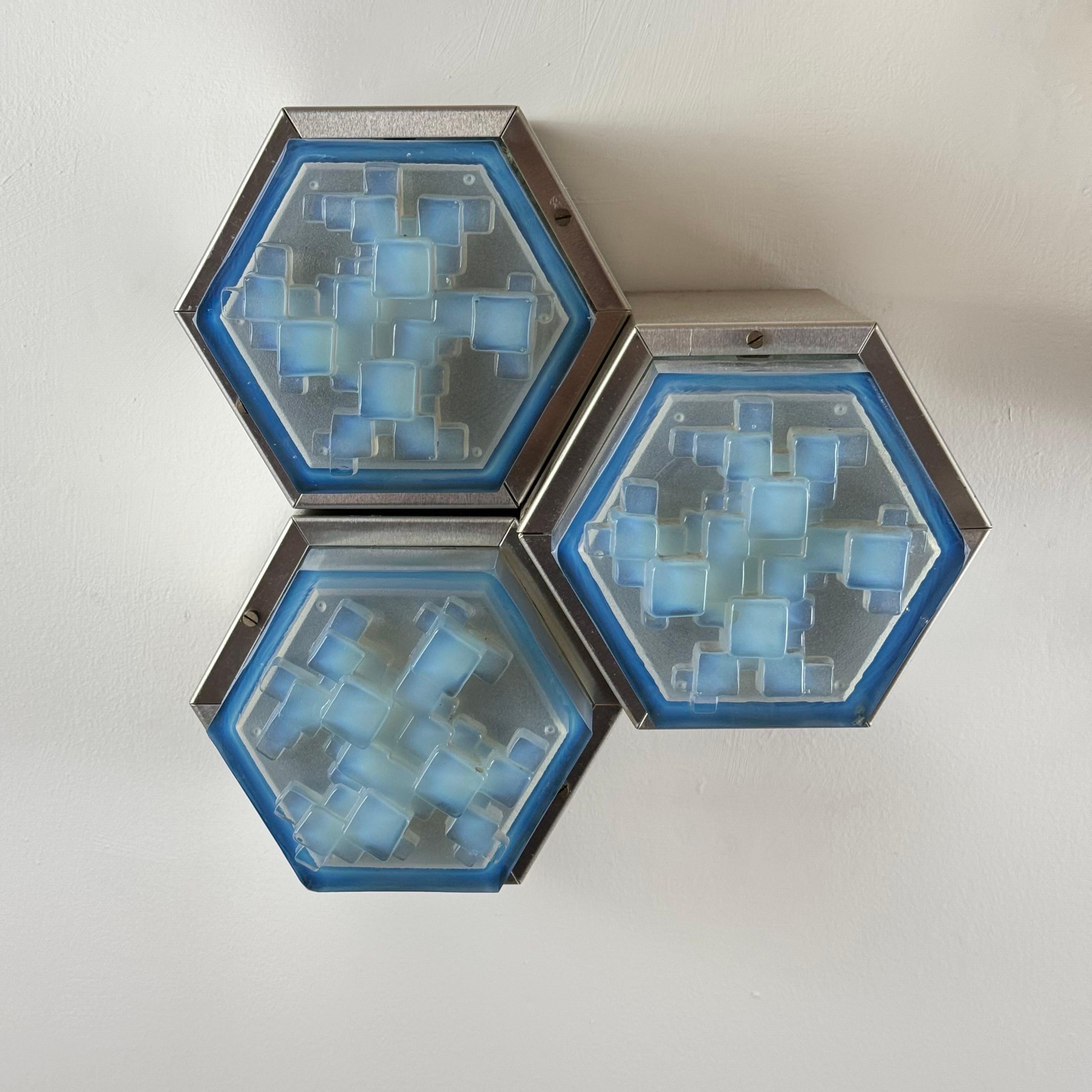 Apliques hexagonales de Albano Poli para Poliarte, Italia, años 60 en venta 3