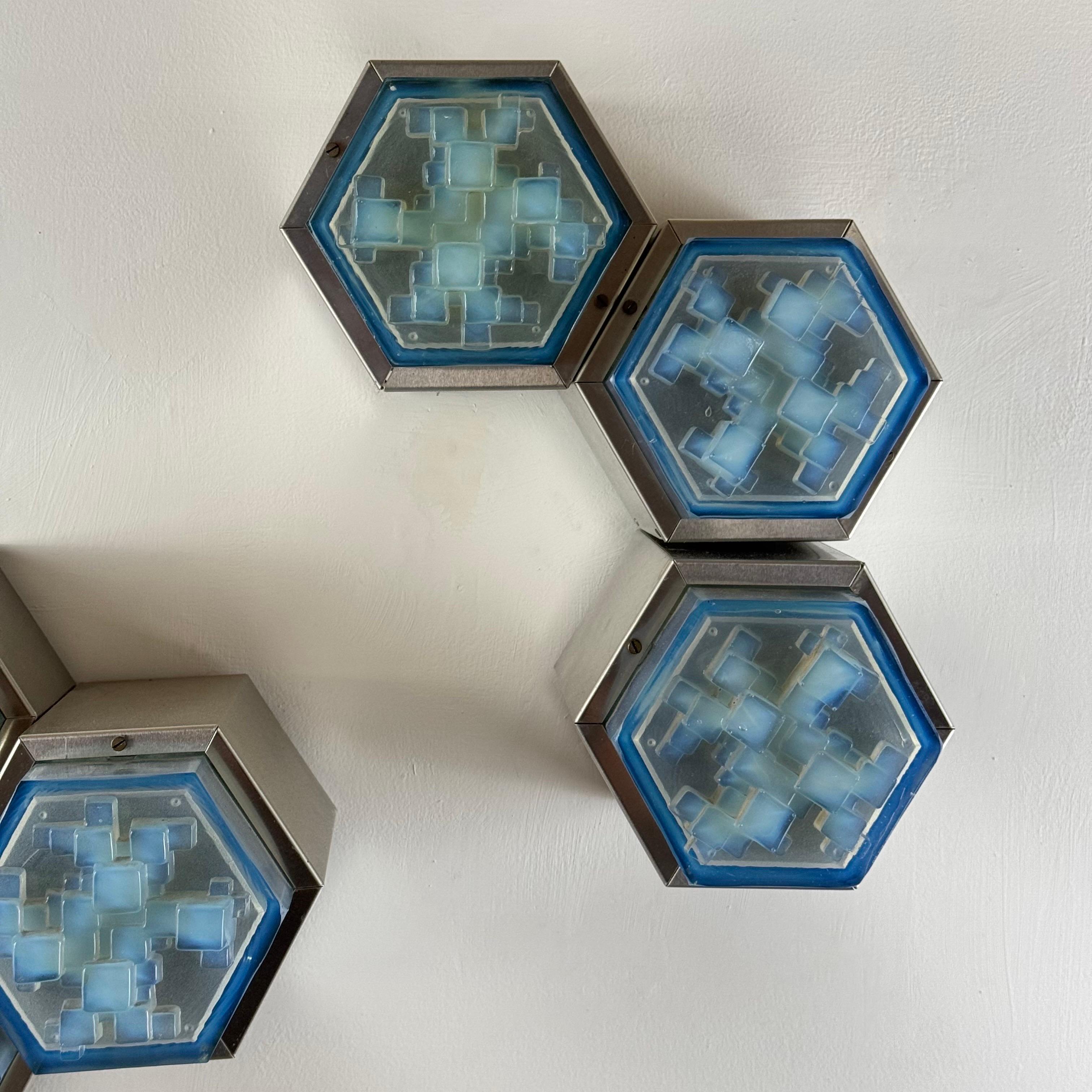 Apliques hexagonales de Albano Poli para Poliarte, Italia, años 60 en venta 6