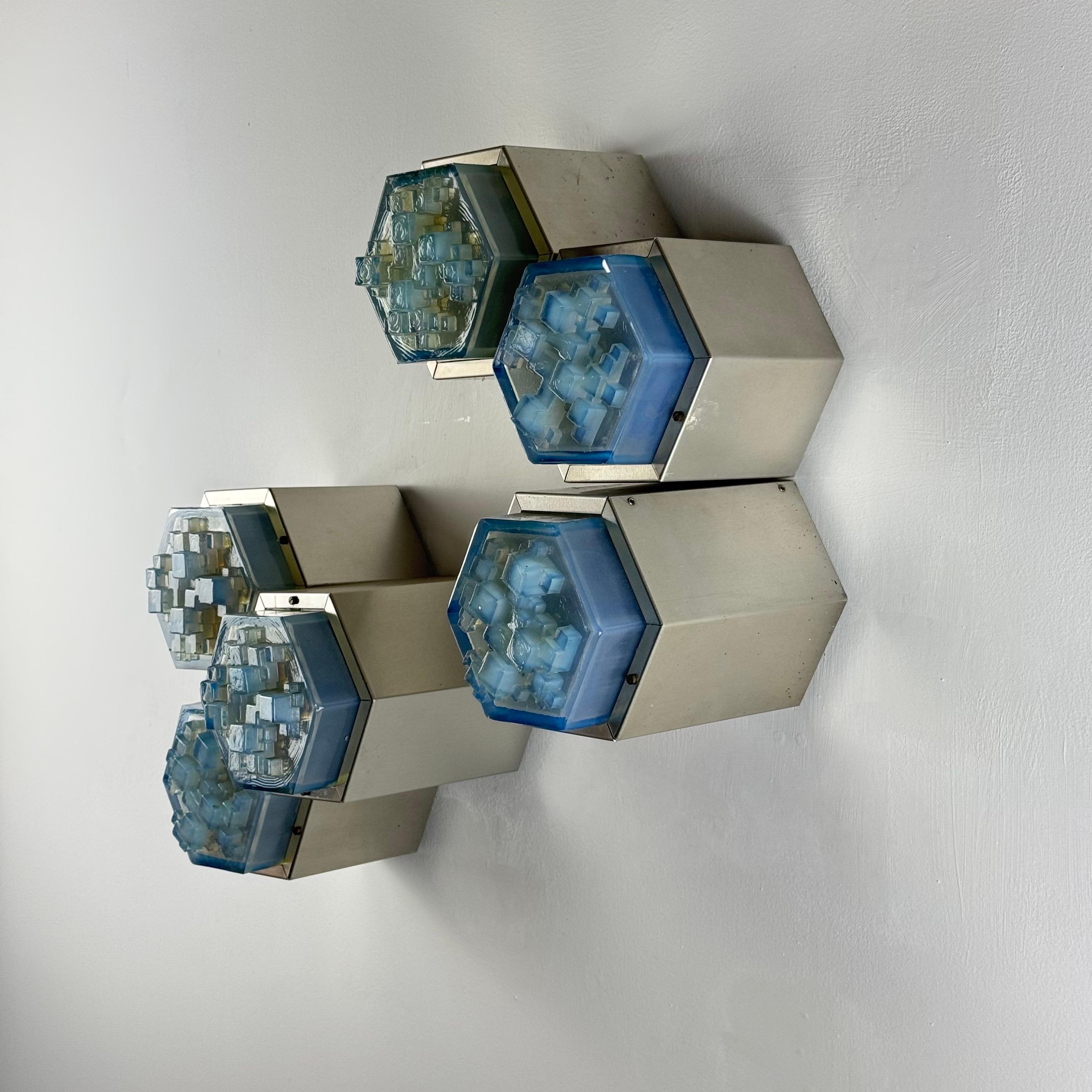Apliques hexagonales de Albano Poli para Poliarte, Italia, años 60 Moderno de mediados de siglo en venta