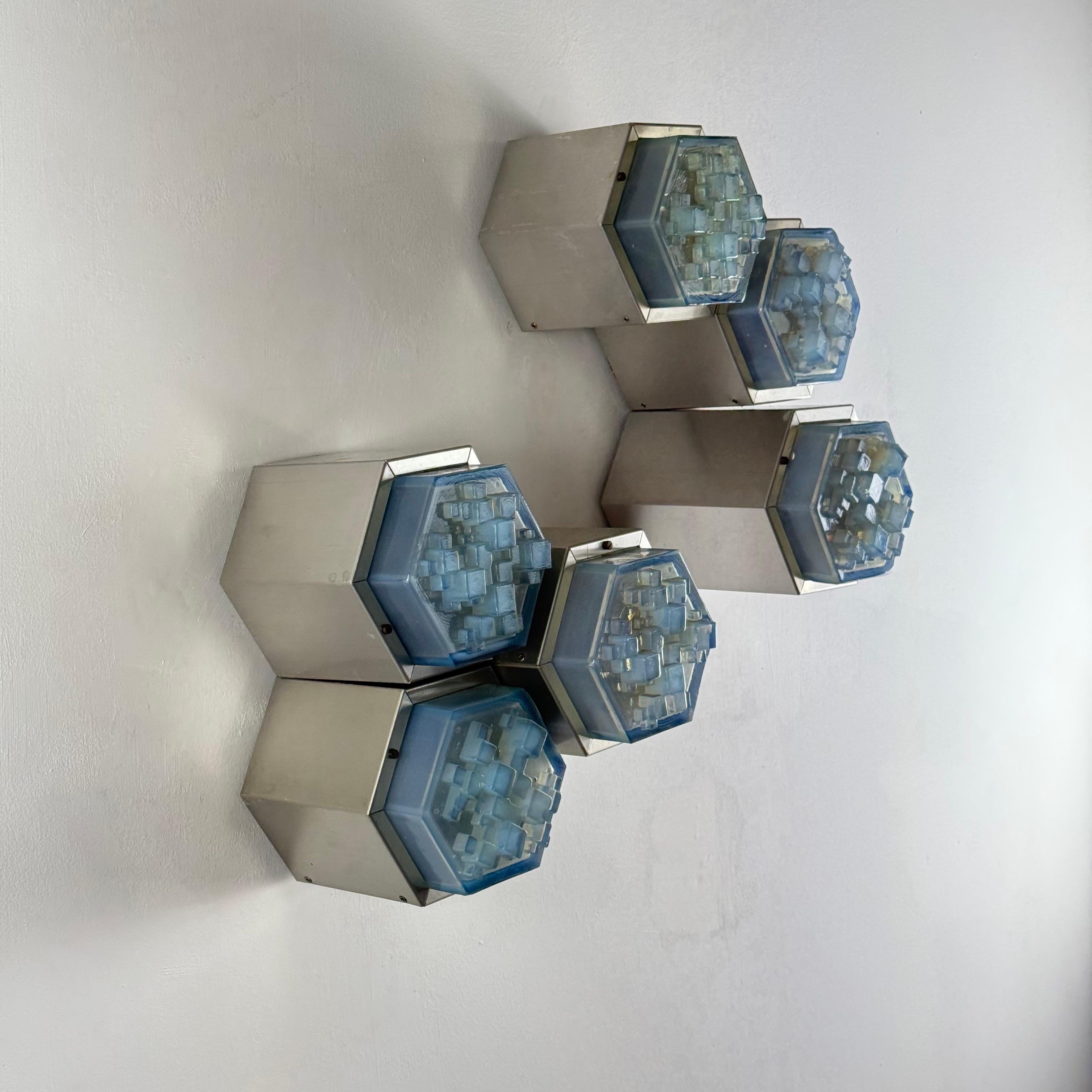 Apliques hexagonales de Albano Poli para Poliarte, Italia, años 60 Hecho a mano en venta