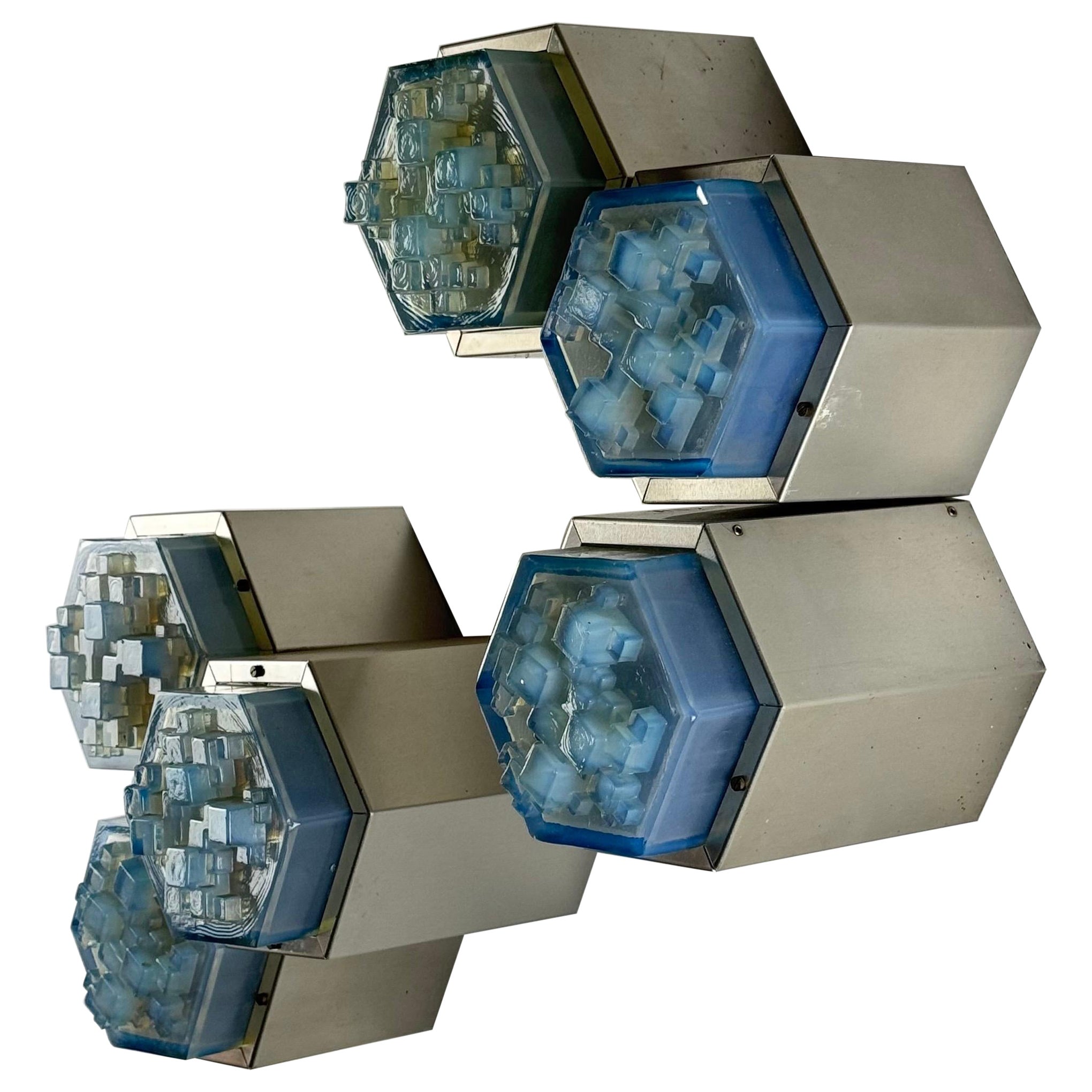 Apliques hexagonales de Albano Poli para Poliarte, Italia, años 60 en venta