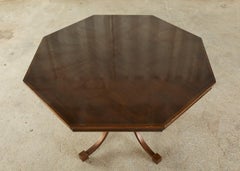 Hexagonal Walnut and Iron Dining Center Table