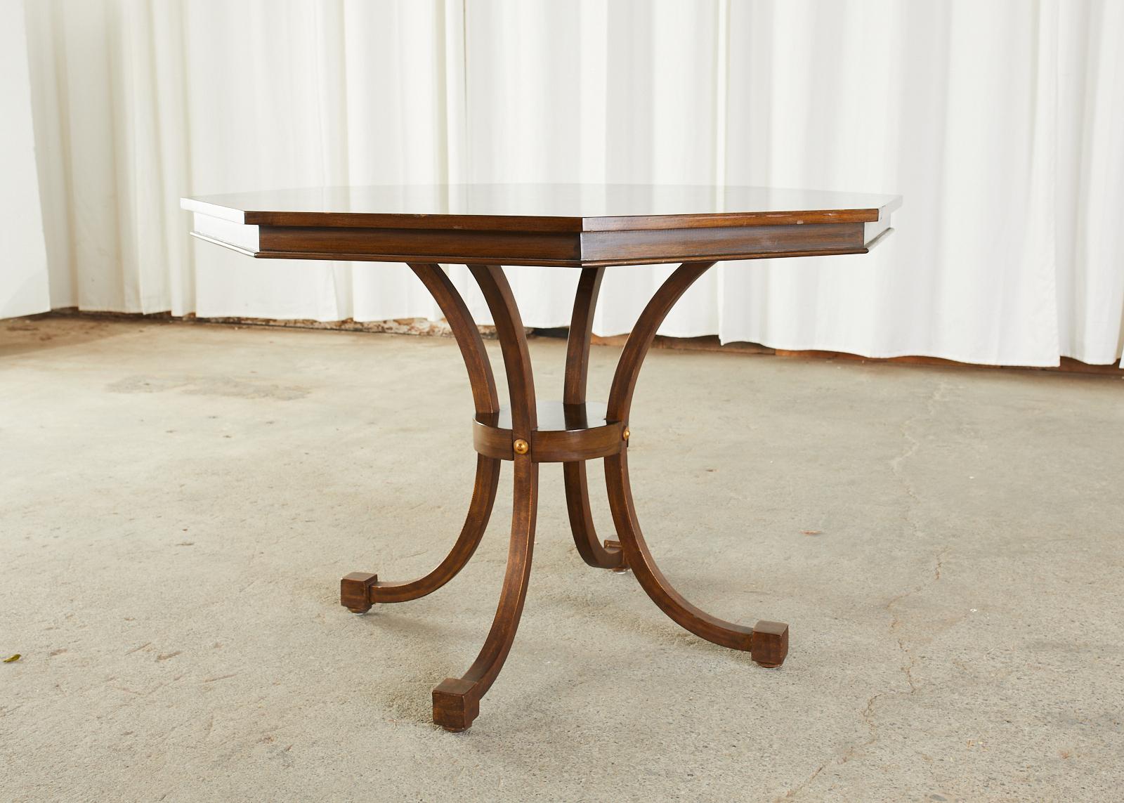 Hand-Crafted Hexagonal Walnut and Iron Dining Center Table