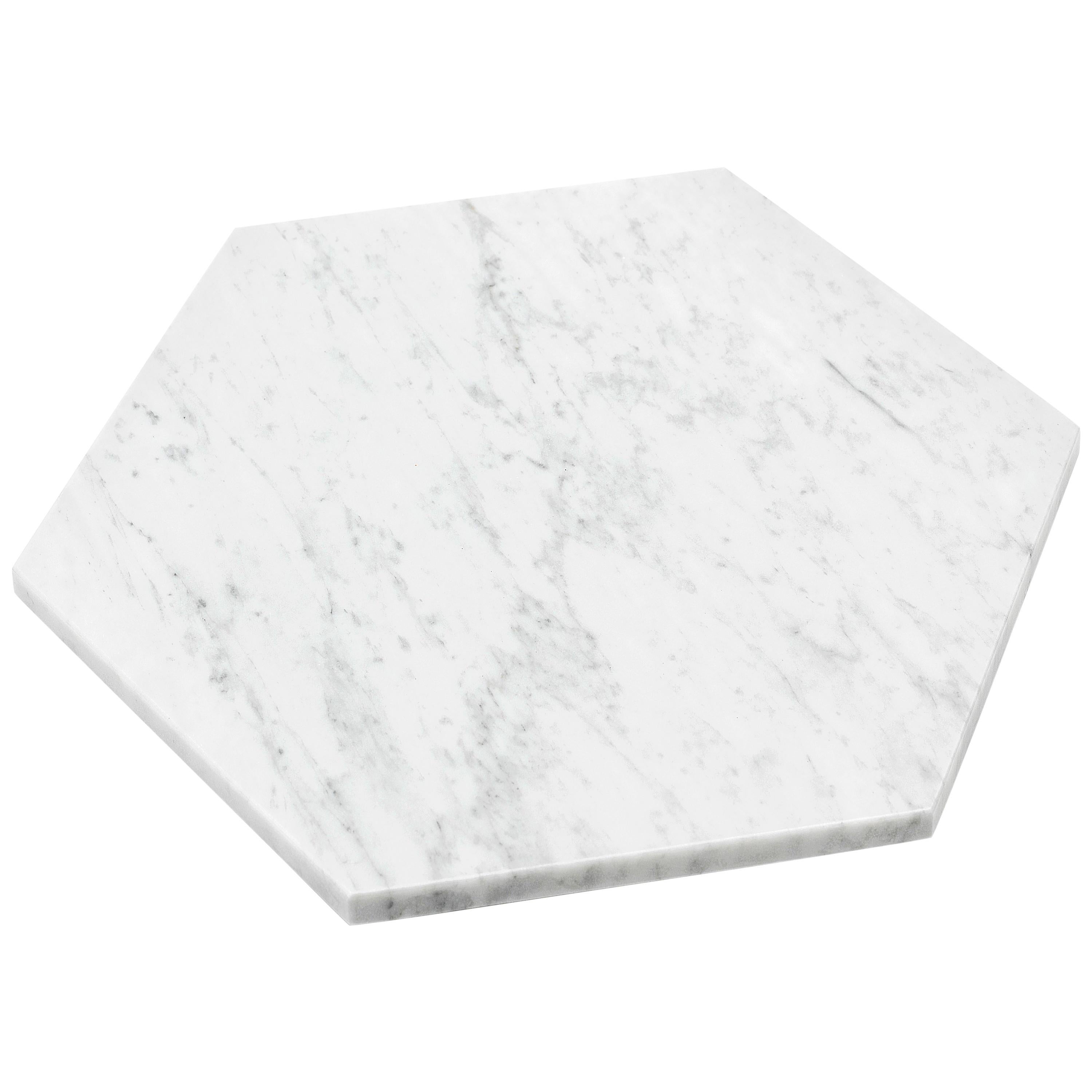 Handmade Hexagonal White Carrara Marble Plate