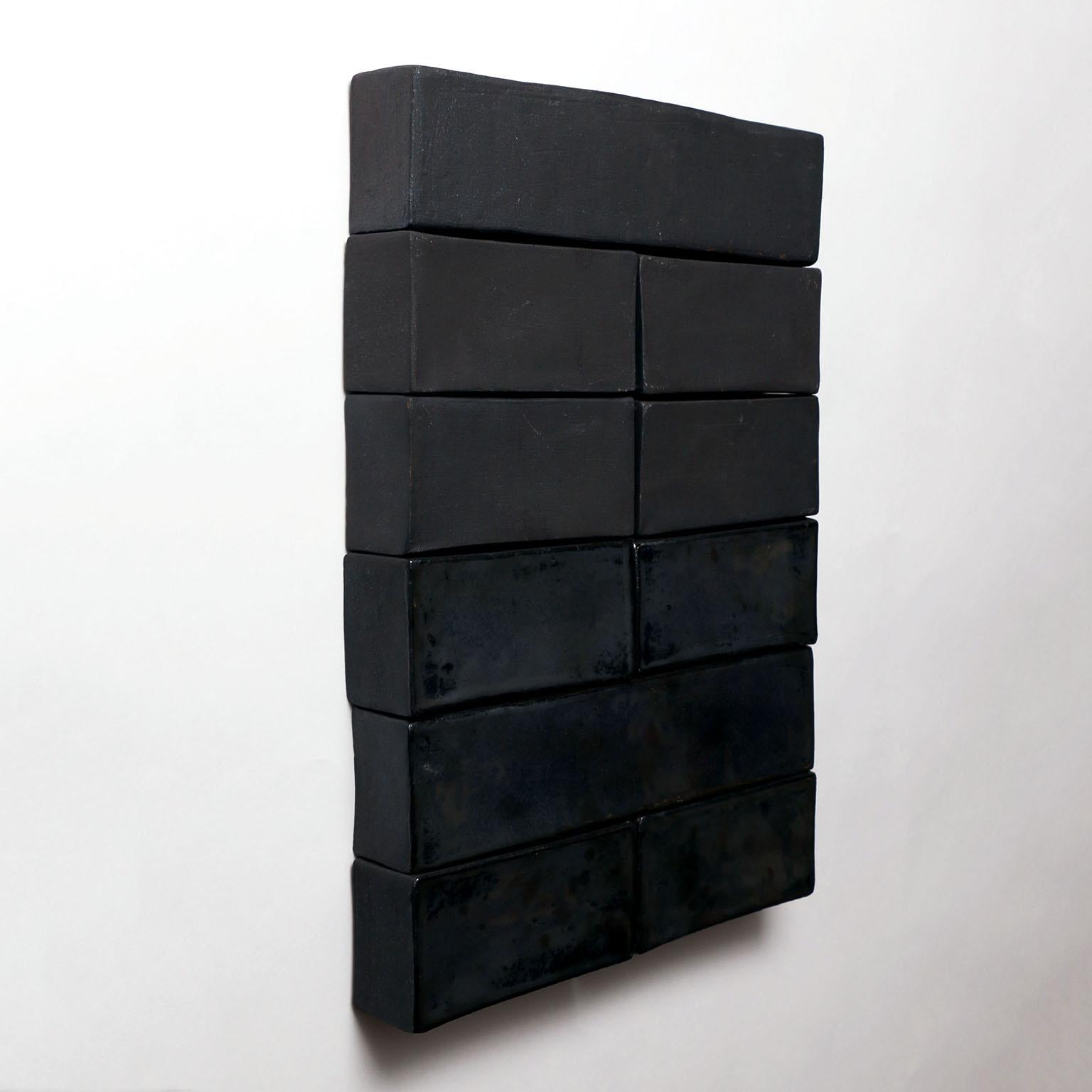 Modern 'Hexagram 4' Ceramic Wall Hanging in Matte and Glossy Black For Sale