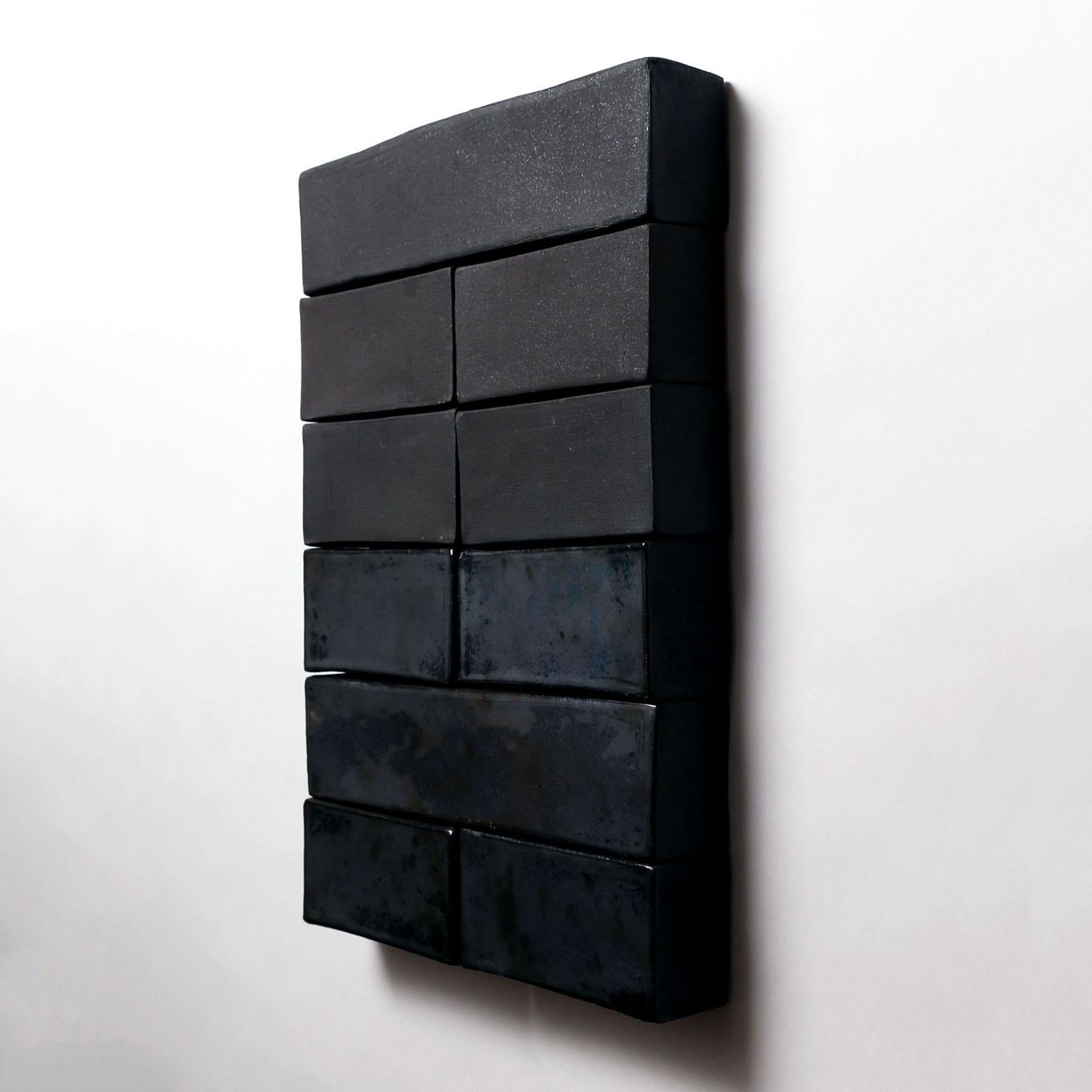 American 'Hexagram 4' Ceramic Wall Hanging in Matte and Glossy Black For Sale