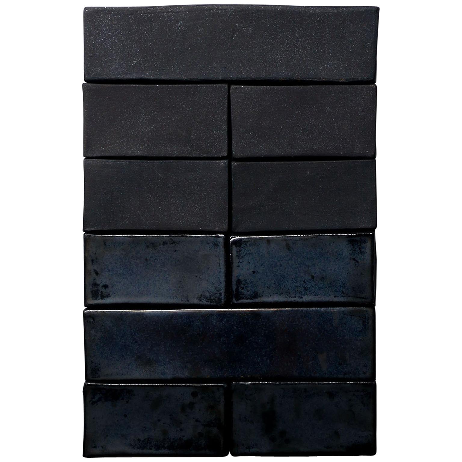 'Hexagram 4' Ceramic Wall Hanging in Matte and Glossy Black For Sale