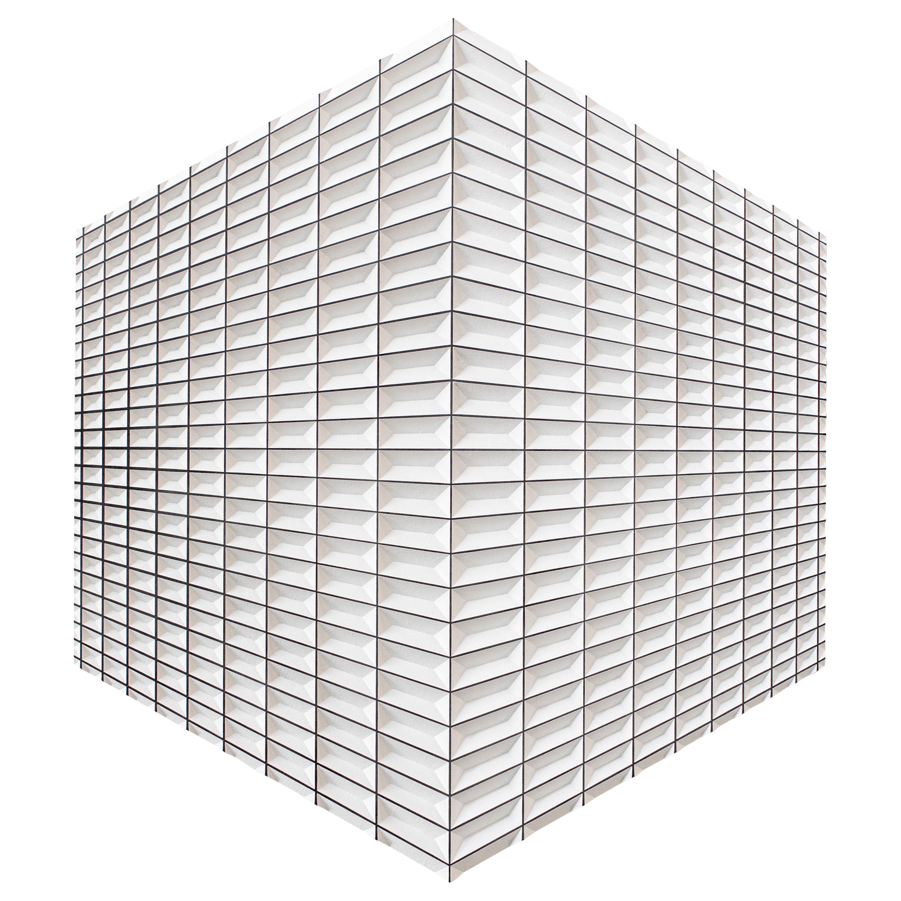 Hexagram Nr. 03.1 Wall Panel in White Flocked Pressed Wood by Arno Hoogland