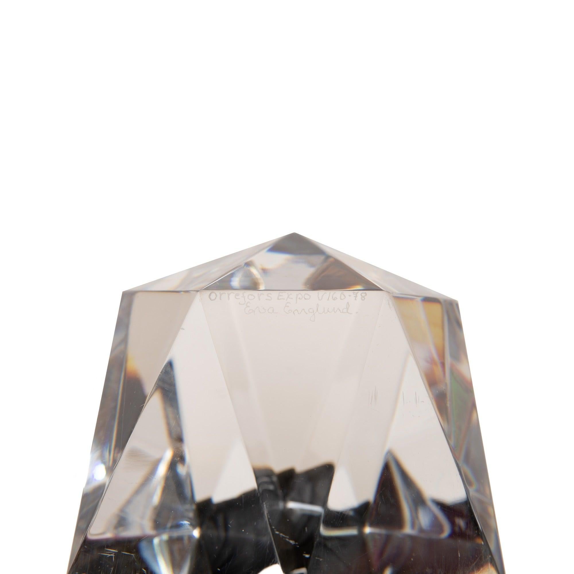 Late 20th Century Hexatriacontagon Shaped Glass Sculpture by Eva Englund for Orrefors For Sale