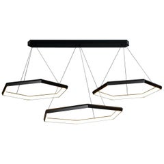 HEXIA TRIO HXT34 – schwarze, sechseckige, geometrische, moderne LED-Kronleuchterleuchter-Leuchte