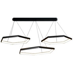 HEXIA TRIO HXT34 - Black Hexagon Geometric Modern LED Chandelier Light Fixture