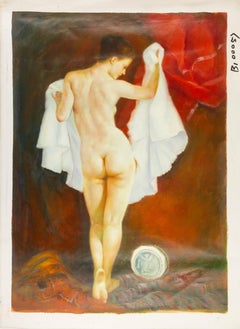 Hexin Yang Portrait Original Oil On Canvas "Naked"