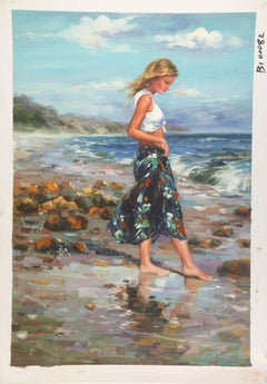 Hexin Yang Portrait Original Oil On Canvas "Seaside"