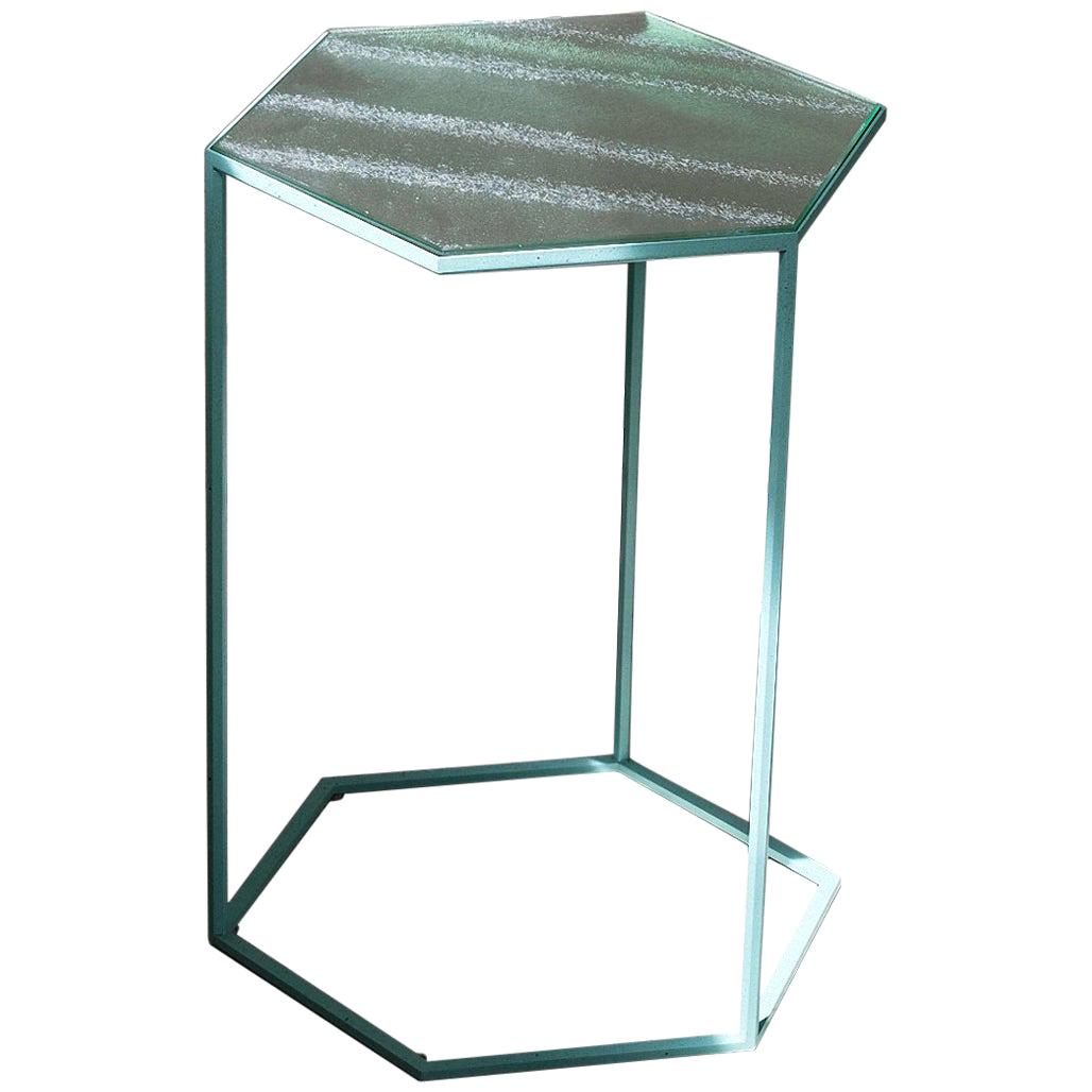 Table d'appoint « Hexxed » avec plateau en verre et aluminium et acier peint de Moroso pour Diesel