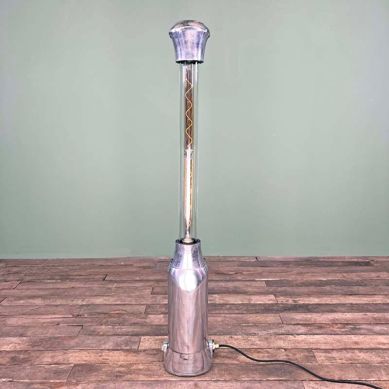 Aluminum Mid Century British Edison LED Vintage Industrial Floor Lamp by Heyes of Wigan For Sale