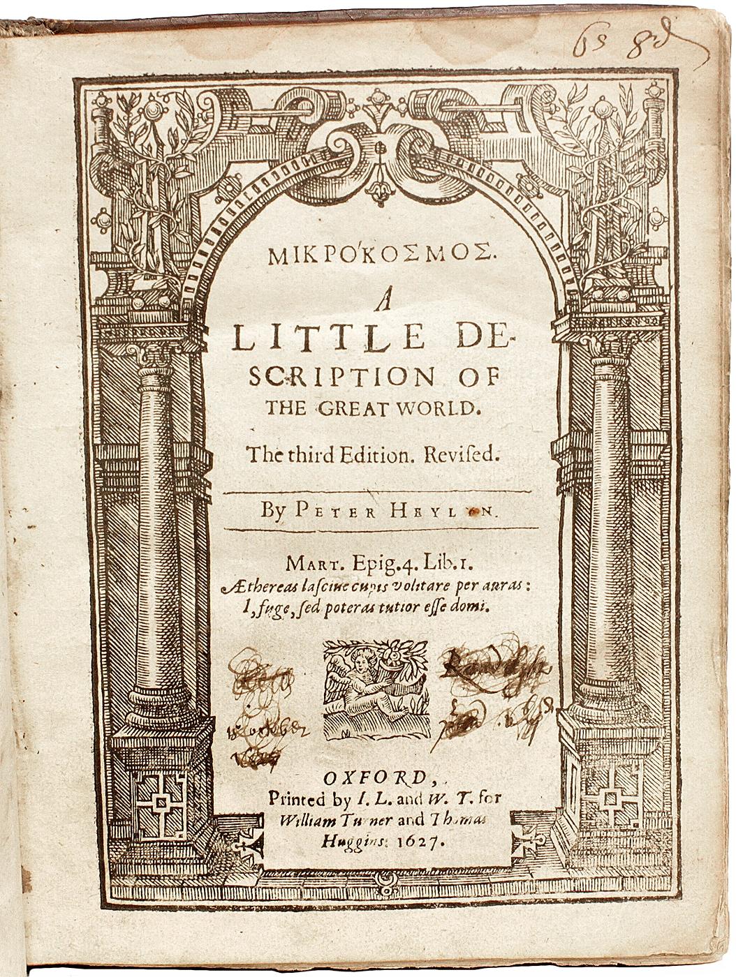 HEYLYN. Mikrokosmos A Little Description of the Great World. THIRD EDITION 1627 In Good Condition For Sale In Hillsborough, NJ