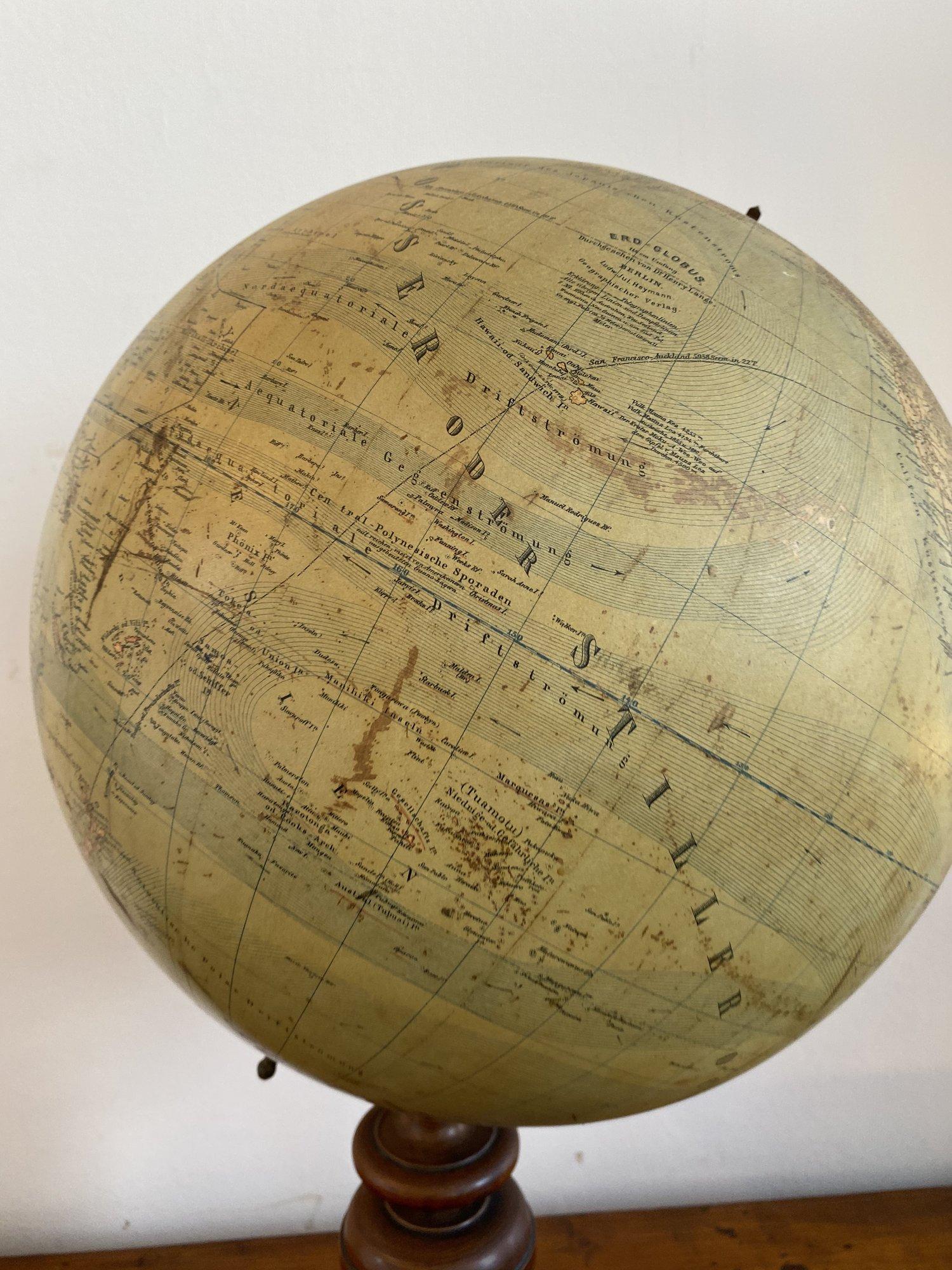 Paper Heymann Terrestrial Globe with Compass, Berlin, circa 1885
