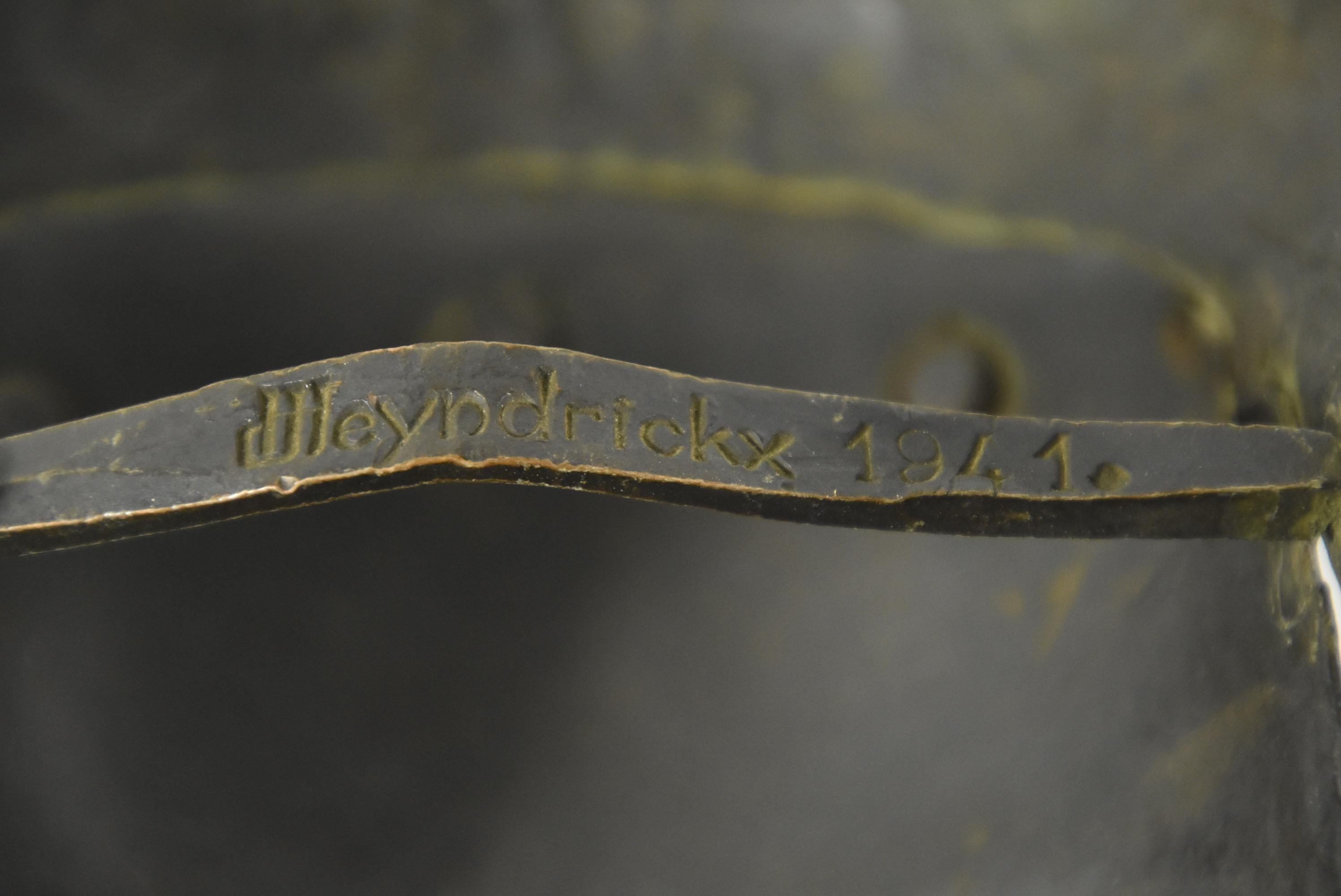 Heyndrickx, Art-Déco-Maske aus gehämmerter und patinierter Bronze, signiert, datiert 1941 im Angebot 6