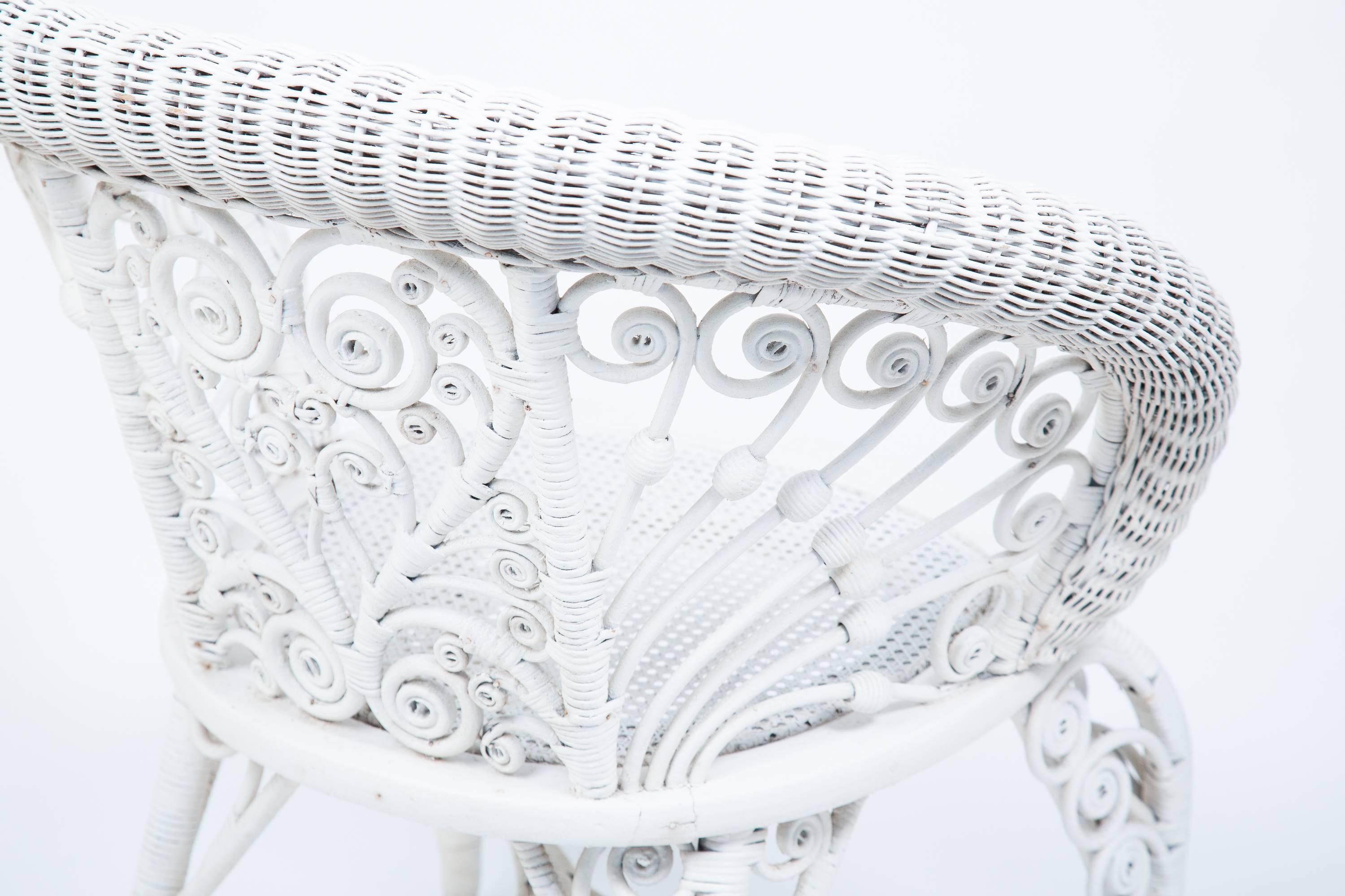 Viktorianisches Parlour-Sessel-Set aus weißem Korbweide von Heywood Company im Angebot 7