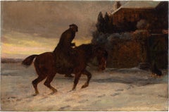Heywood Hardy ARWS (Attributed), Study Of A Rider In The Snow