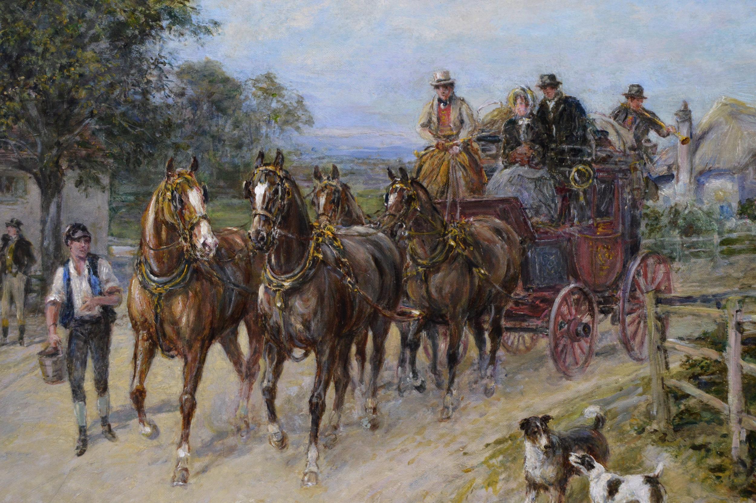 19. Jahrhundert Coach Szene Ölgemälde  (Viktorianisch), Painting, von Heywood Hardy