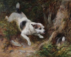 Un Terrier persiguiendo a un Conejo