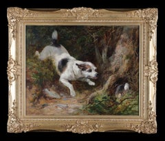 A Terrier chasing a Rabbit