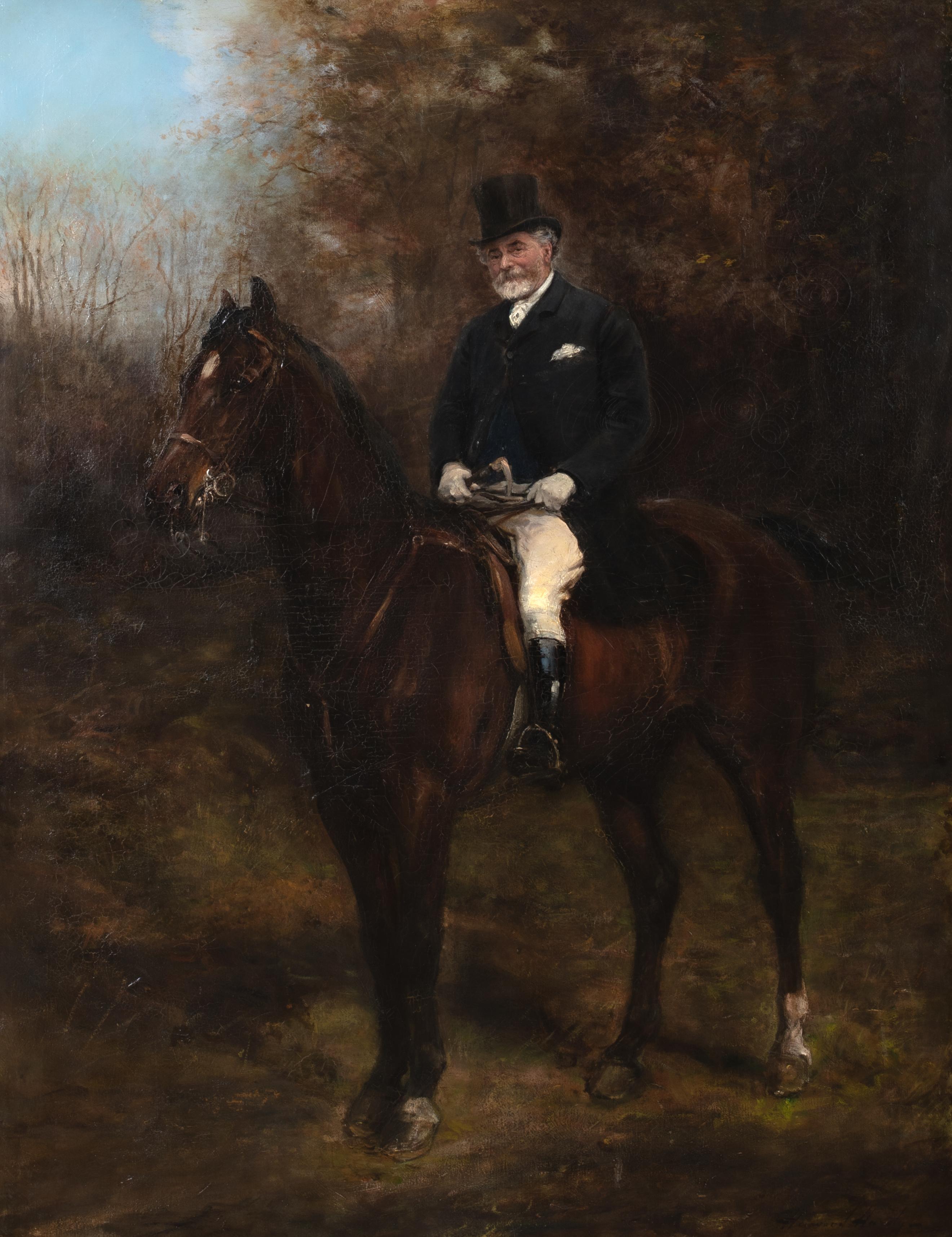 Ritratto di Arthur Langley Vernon e del suo cavallo, XIX secolo  da Heywood Hardy (1 2