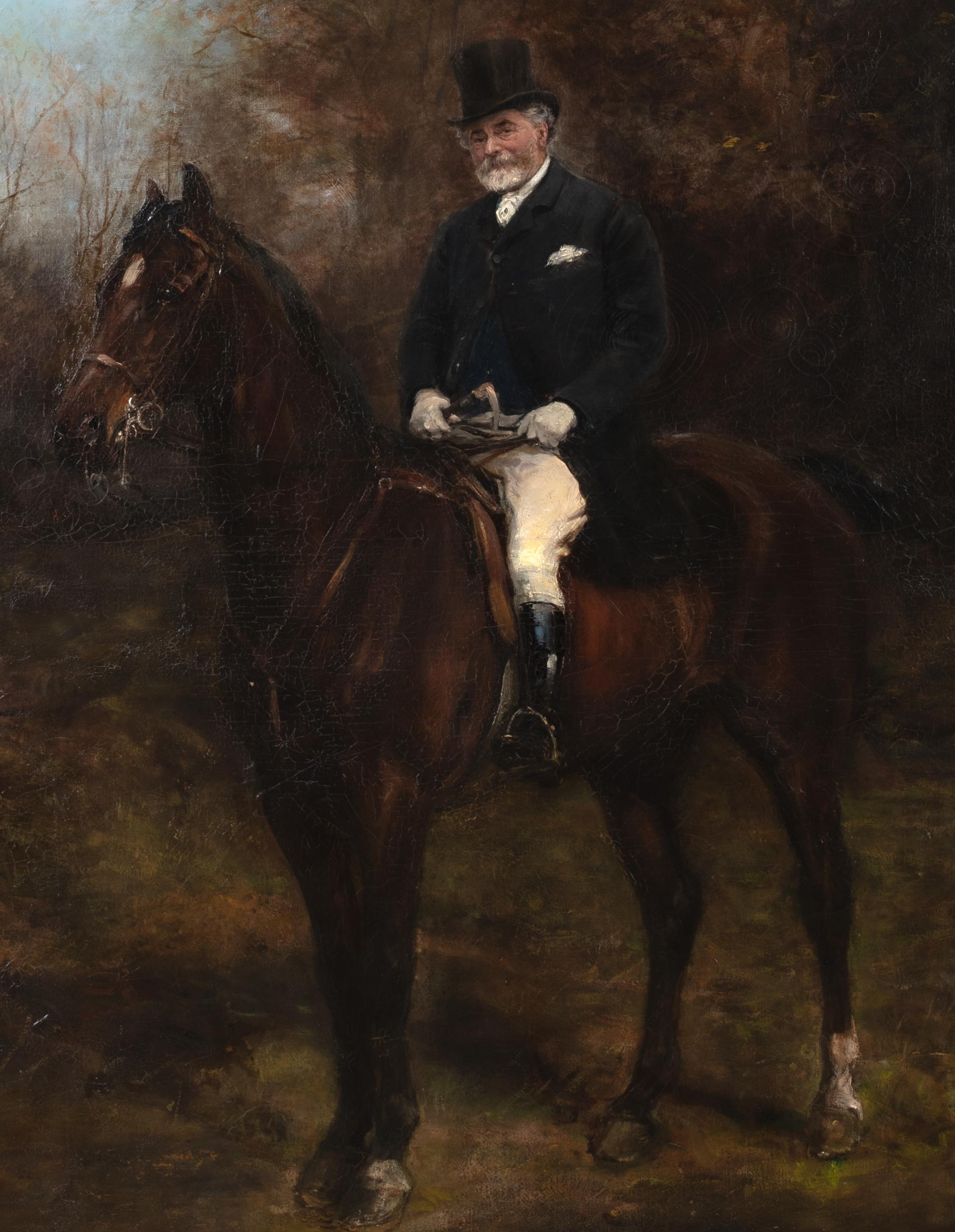 Ritratto di Arthur Langley Vernon e del suo cavallo, XIX secolo  da Heywood Hardy (1 6