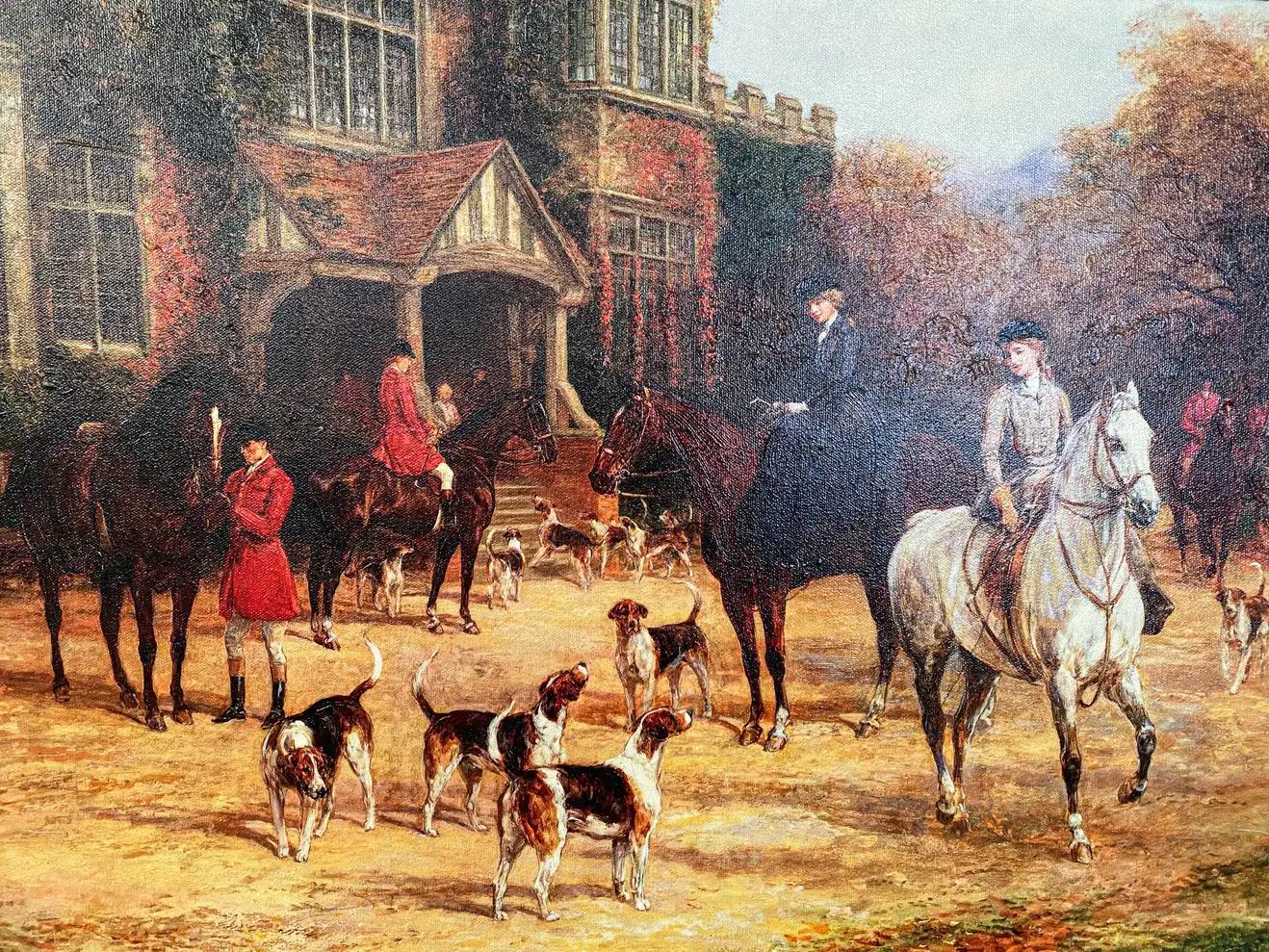 English Hunters and Hounds Print on Canvas After Heywood Hardy For Sale 3
