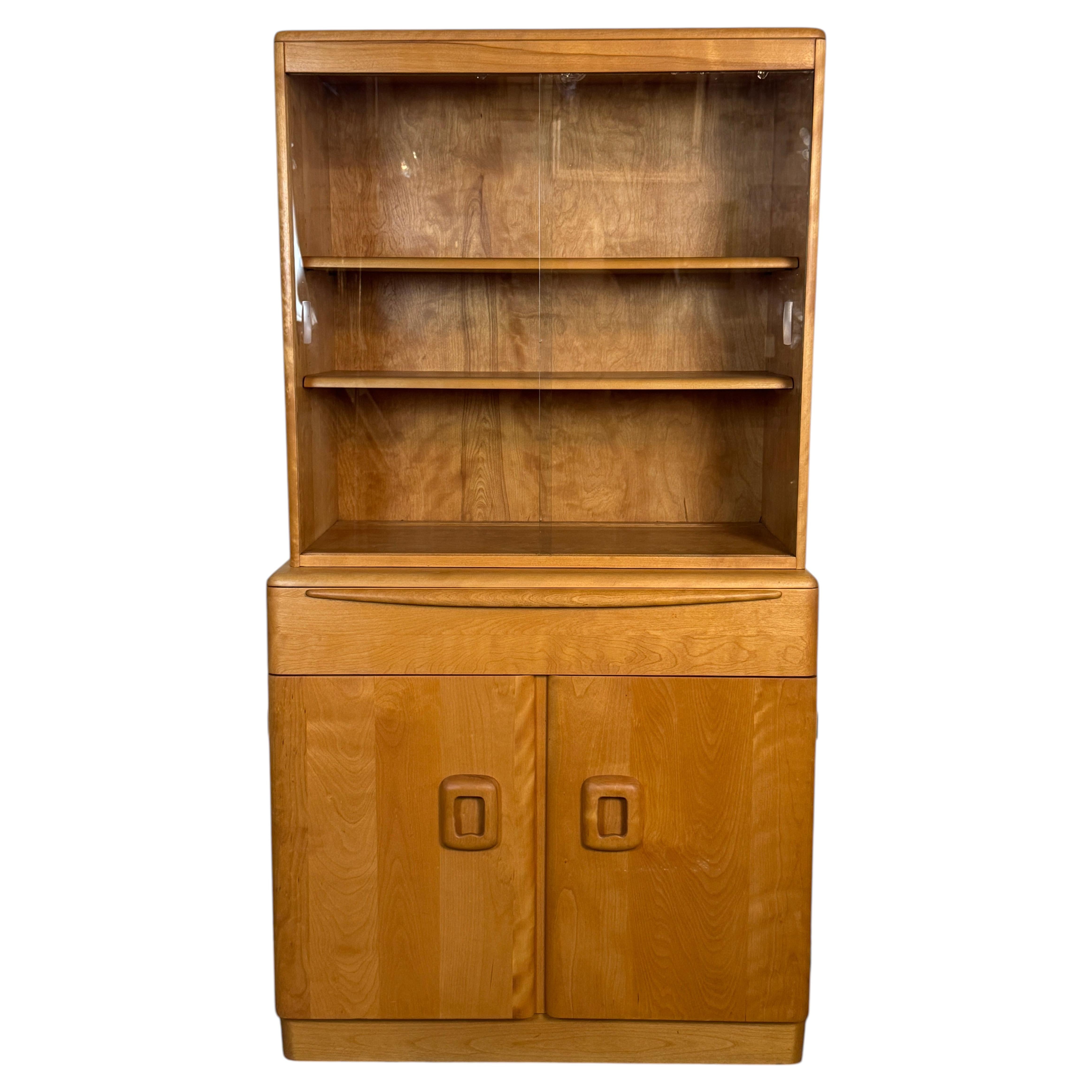 Heywood-Wakefield 2-Piece 'Champagne' China Cabinet with Glass Doors, 1960s For Sale