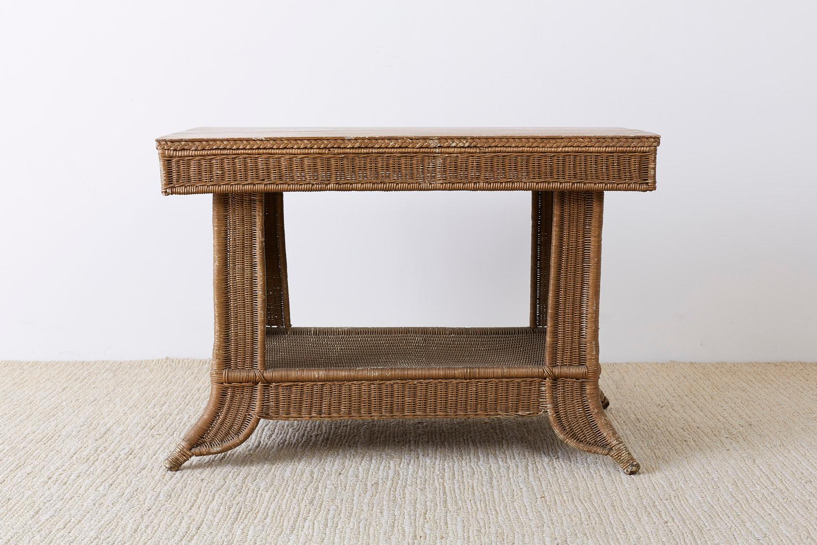 heywood wakefield wicker table