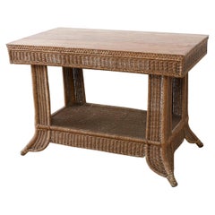 Heywood Wakefield American Misson Wicker Rattan Library Table