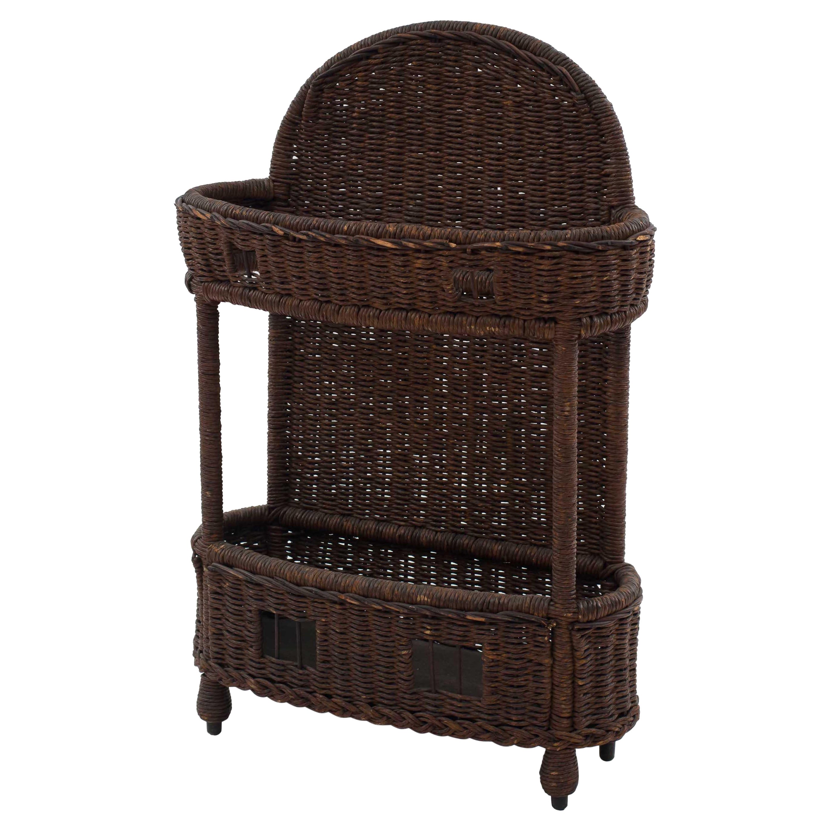 Porte-parapluies en osier de style victorien américain Heywood Wakefield en vente